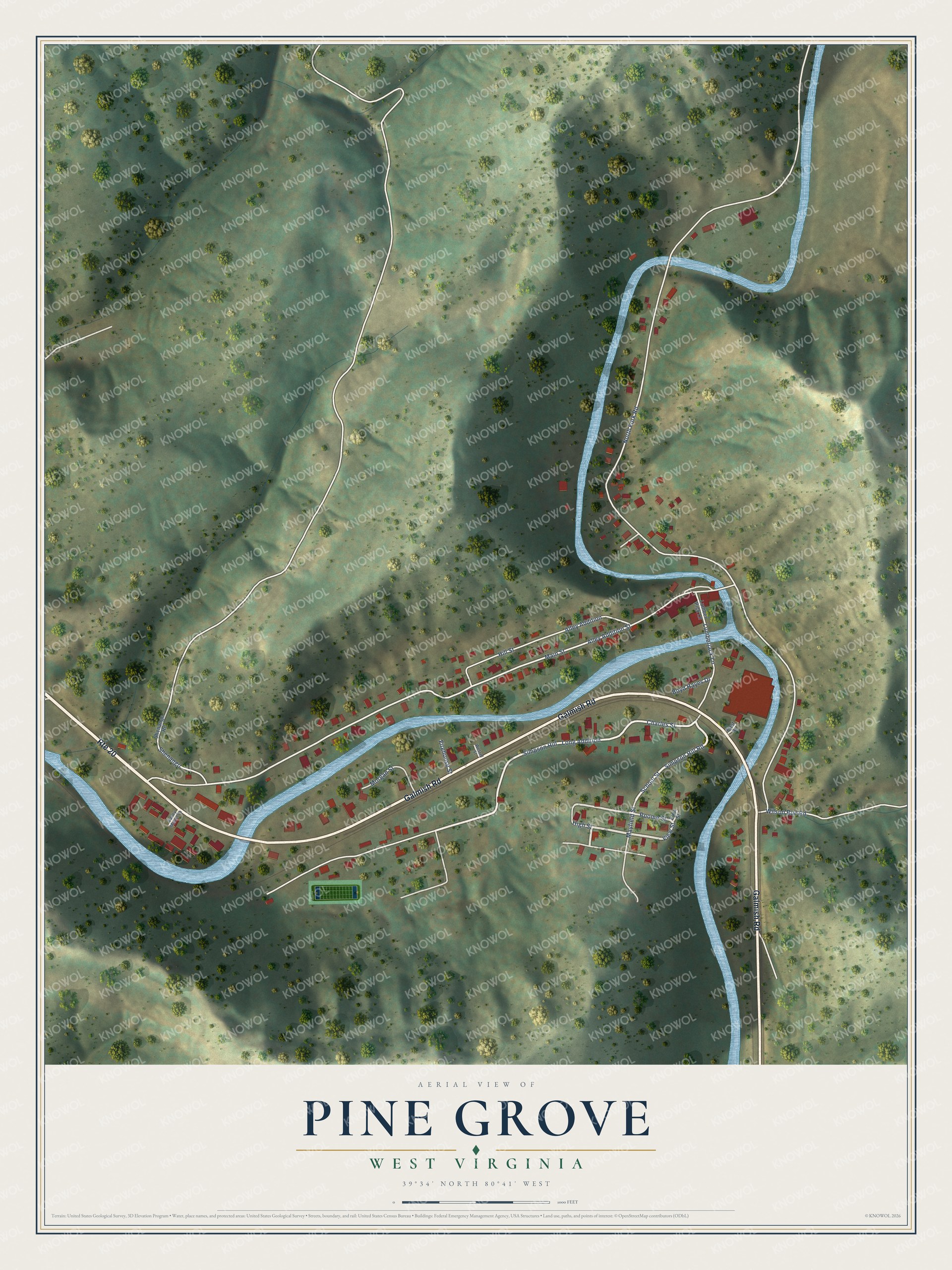 Watermarked full-map preview of Pine Grove, West Virginia