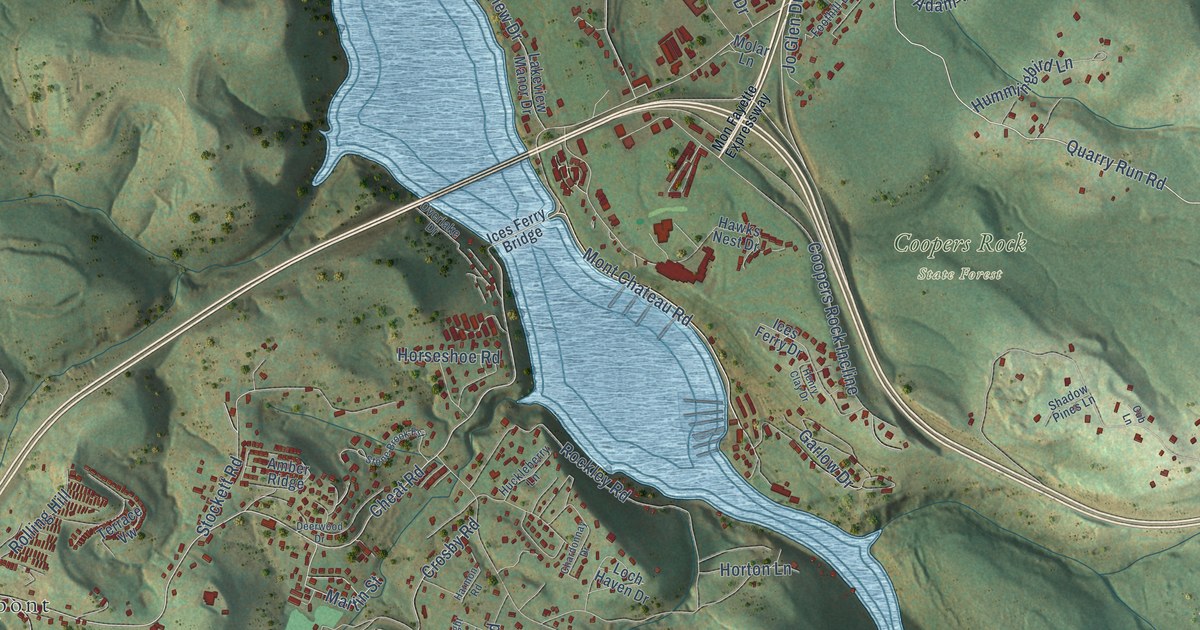 Map of Cheat Lake, West Virginia in 2026
