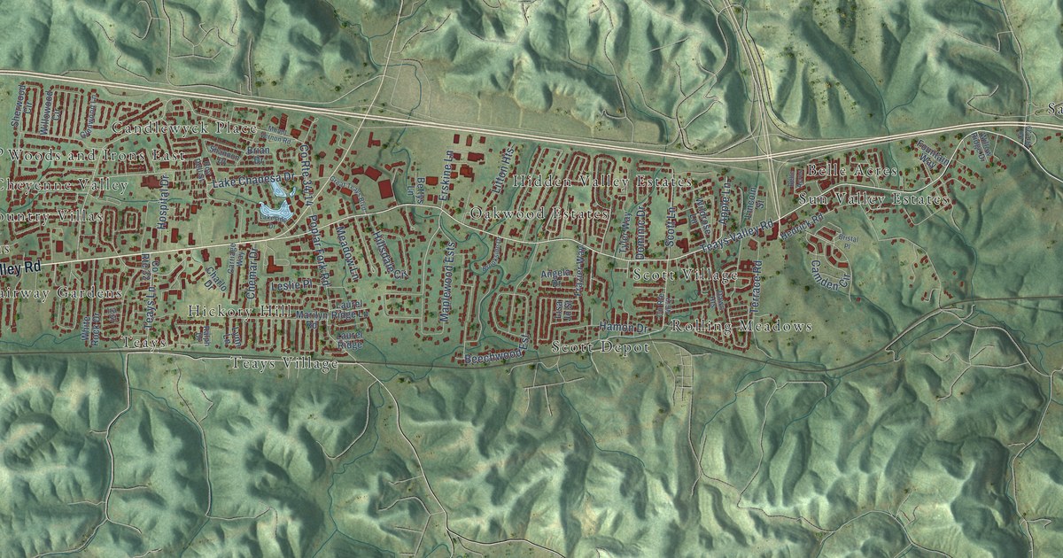 Map of Teays Valley, West Virginia in 2026