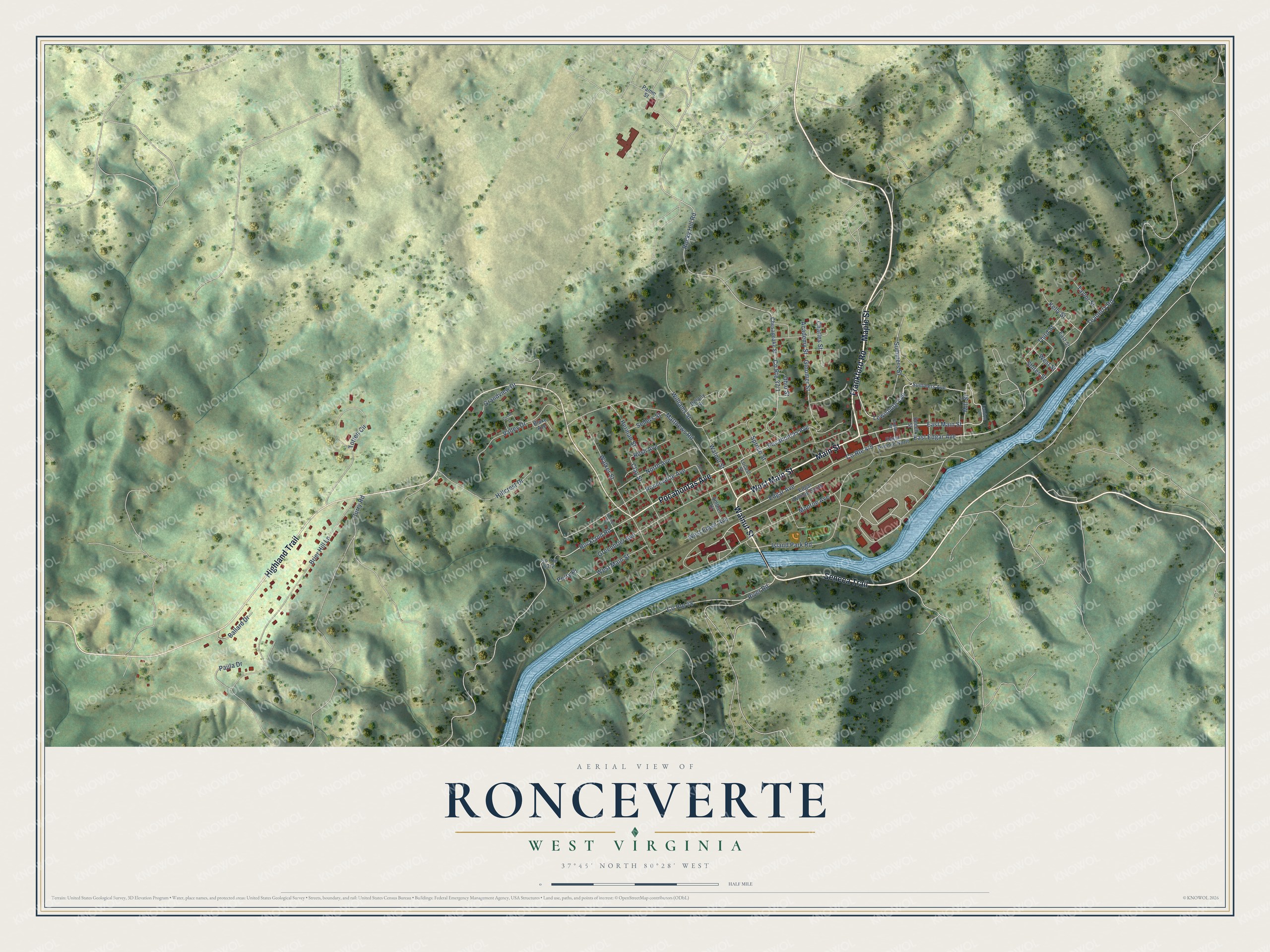 Watermarked full-map preview of Ronceverte, West Virginia