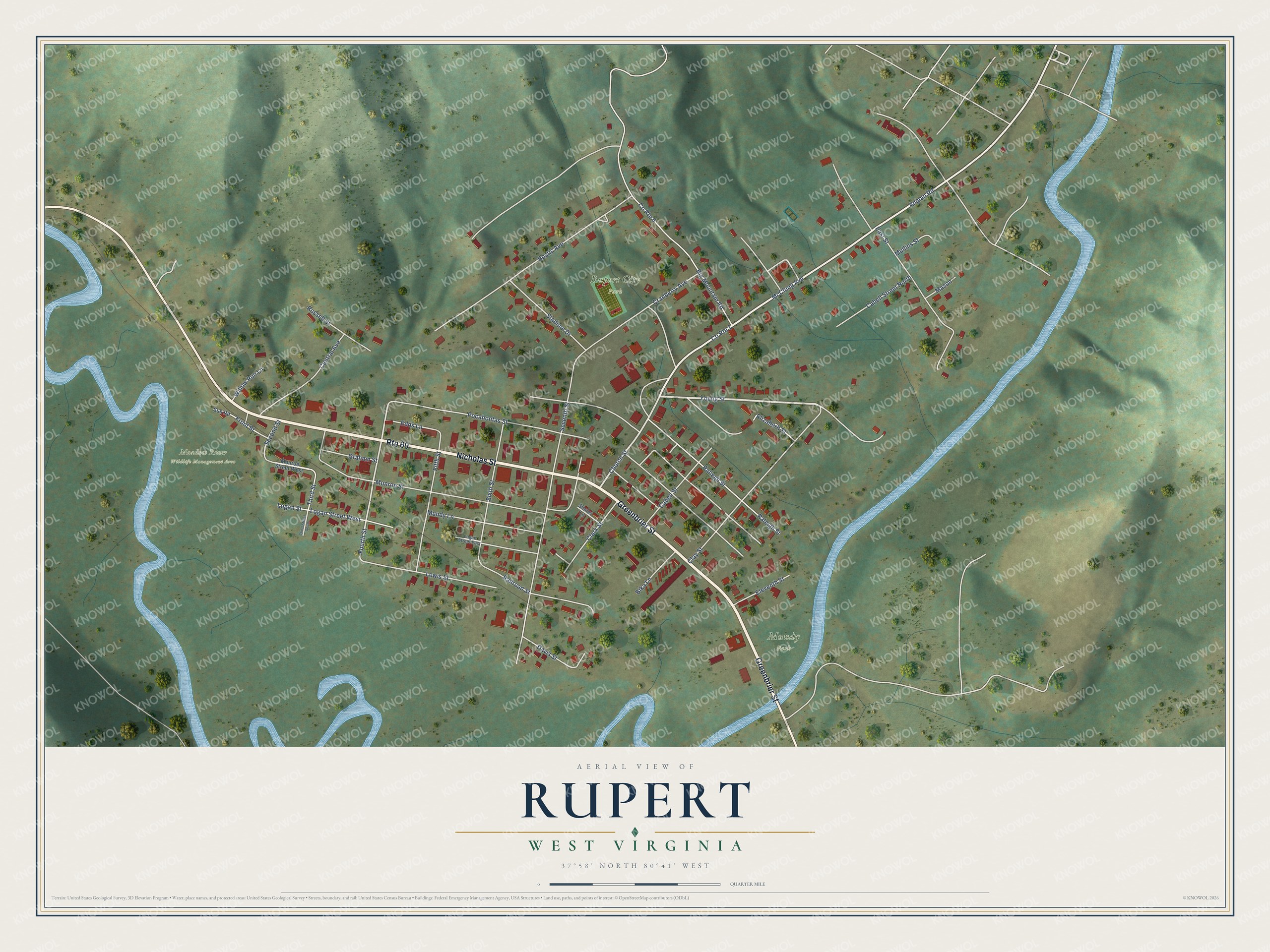 Watermarked full-map preview of Rupert, West Virginia