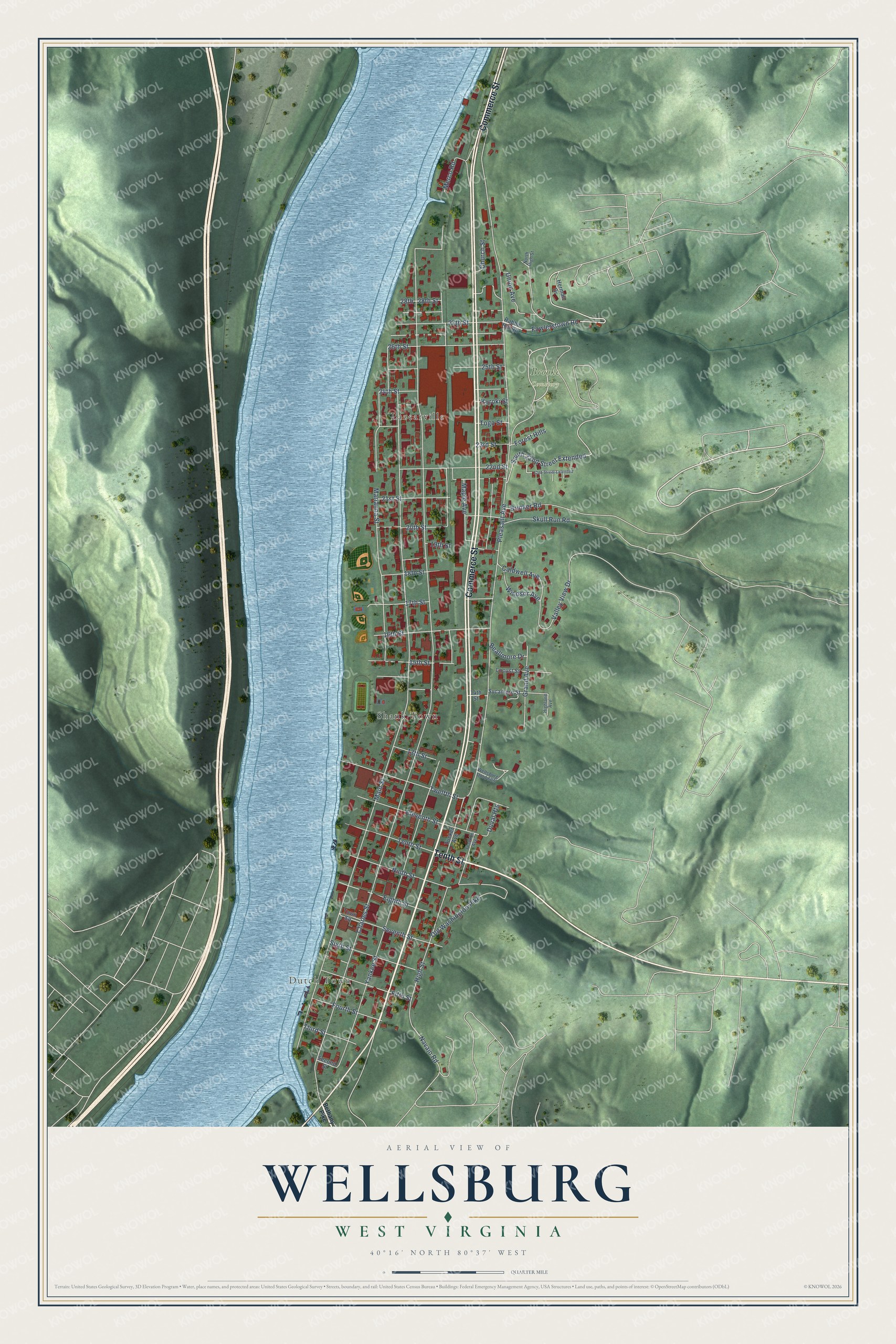 Watermarked full-map preview of Wellsburg, West Virginia