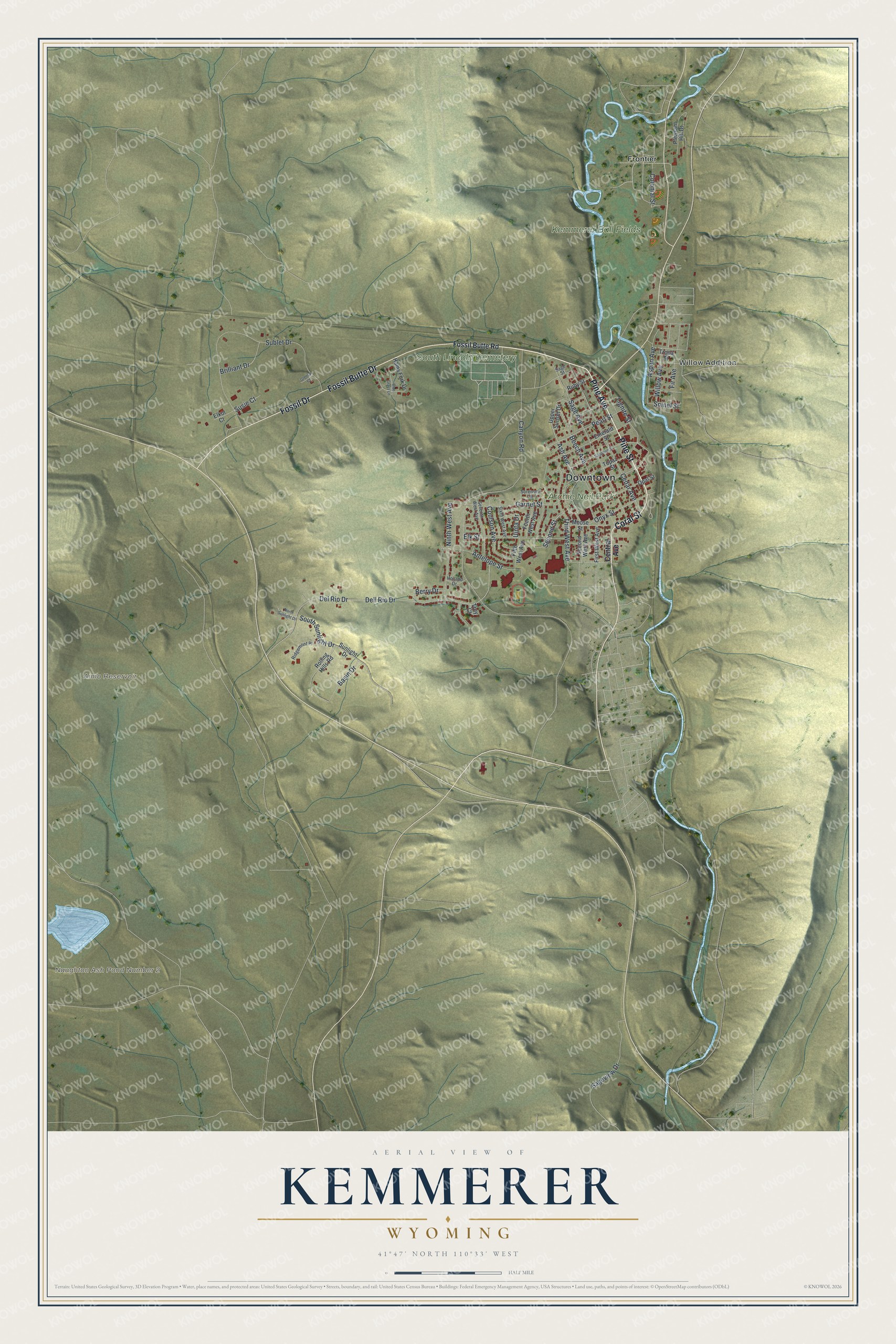Watermarked full-map preview of Kemmerer, Wyoming