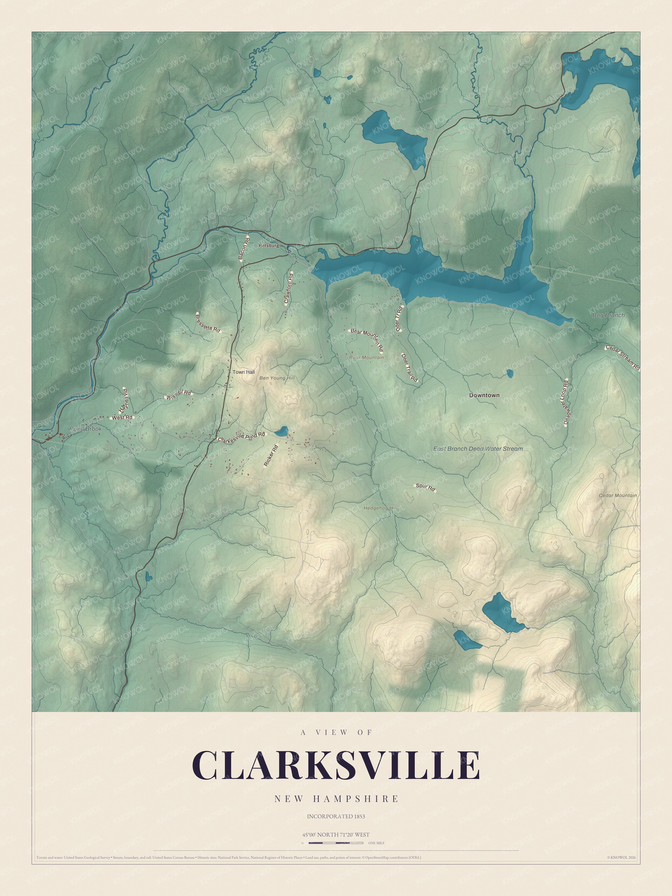 Watermarked full-map preview of Clarksville, New Hampshire