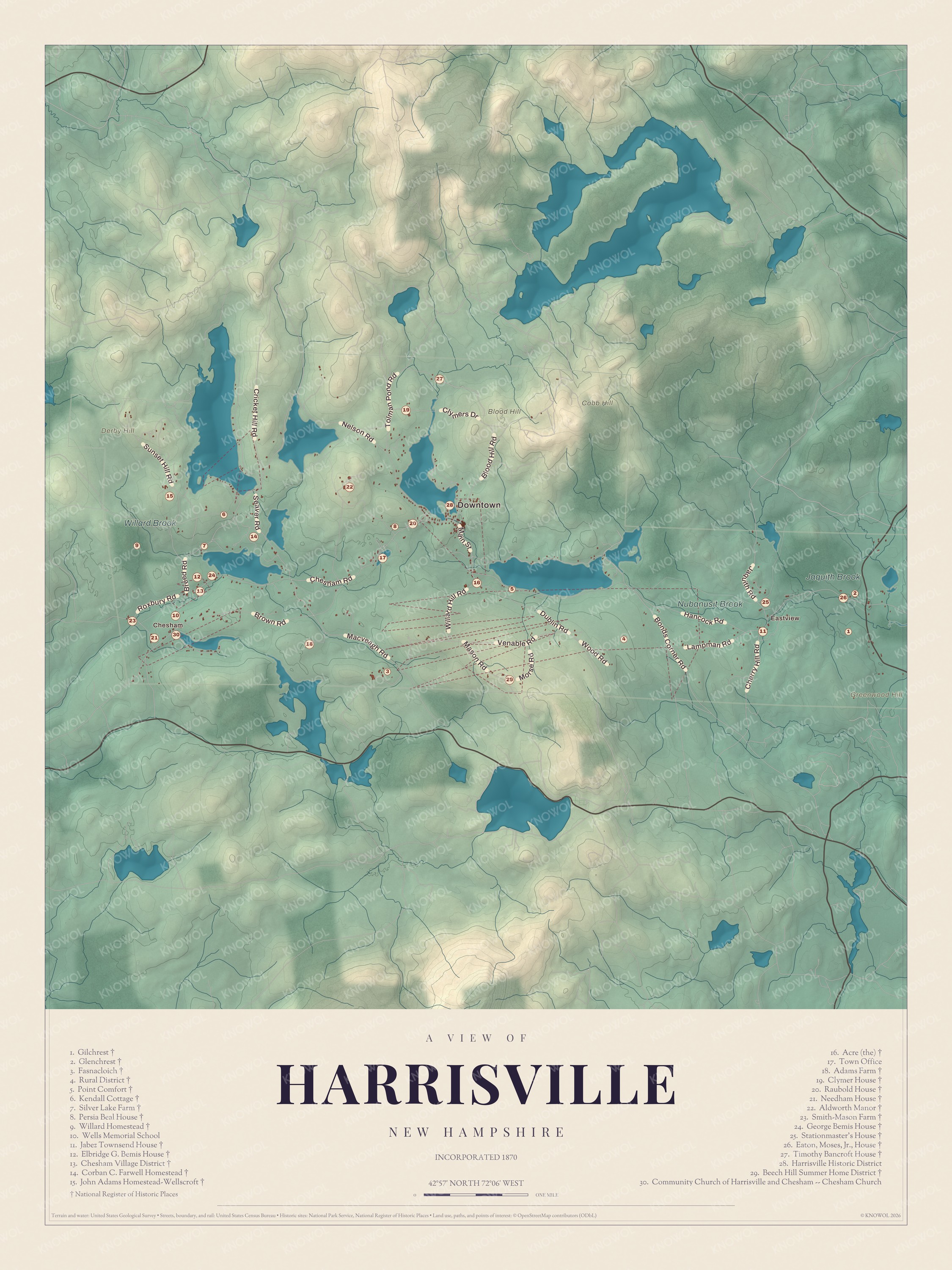 Watermarked full-map preview of Harrisville, New Hampshire