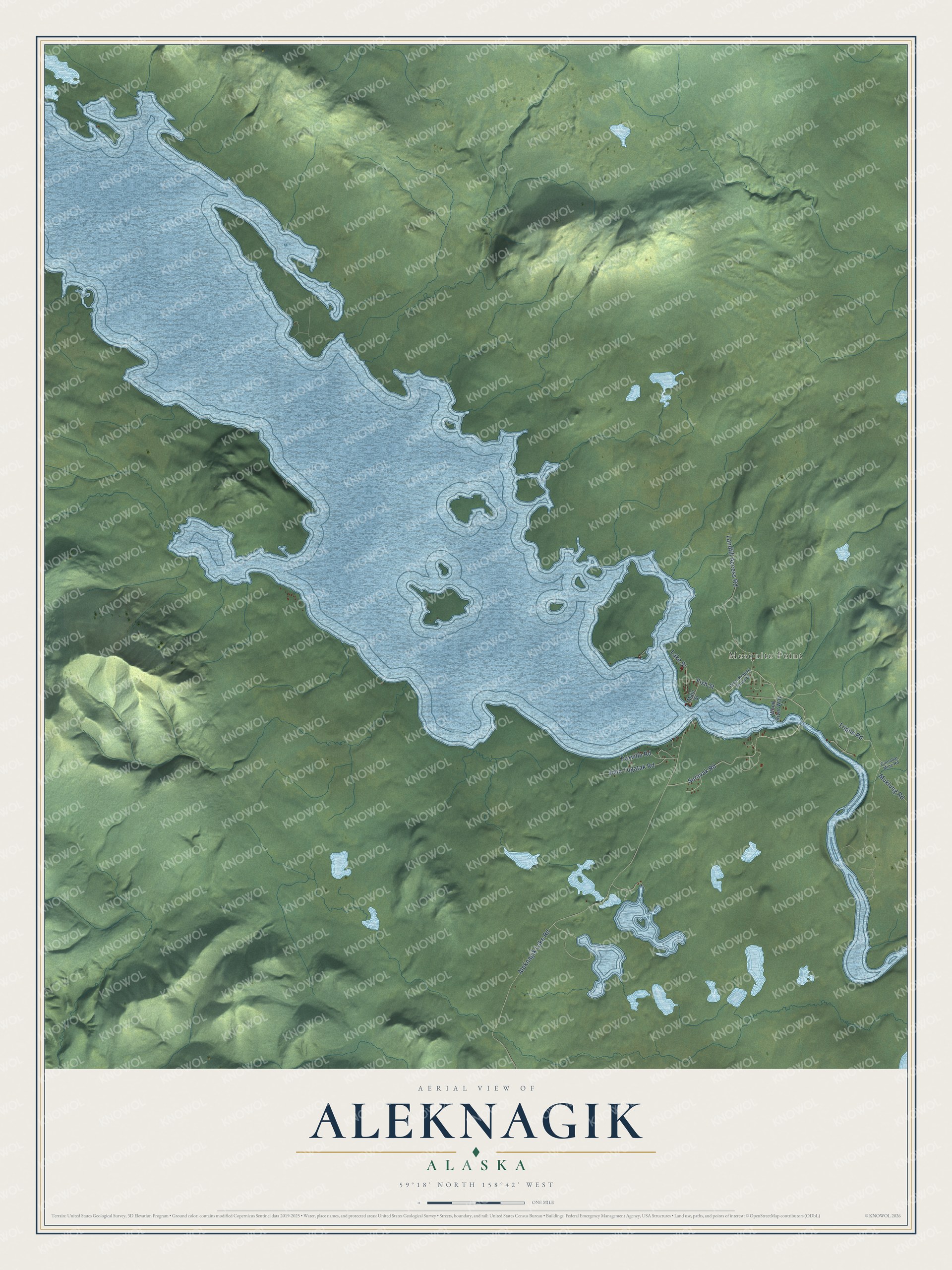 Watermarked full-map preview of Aleknagik, Alaska
