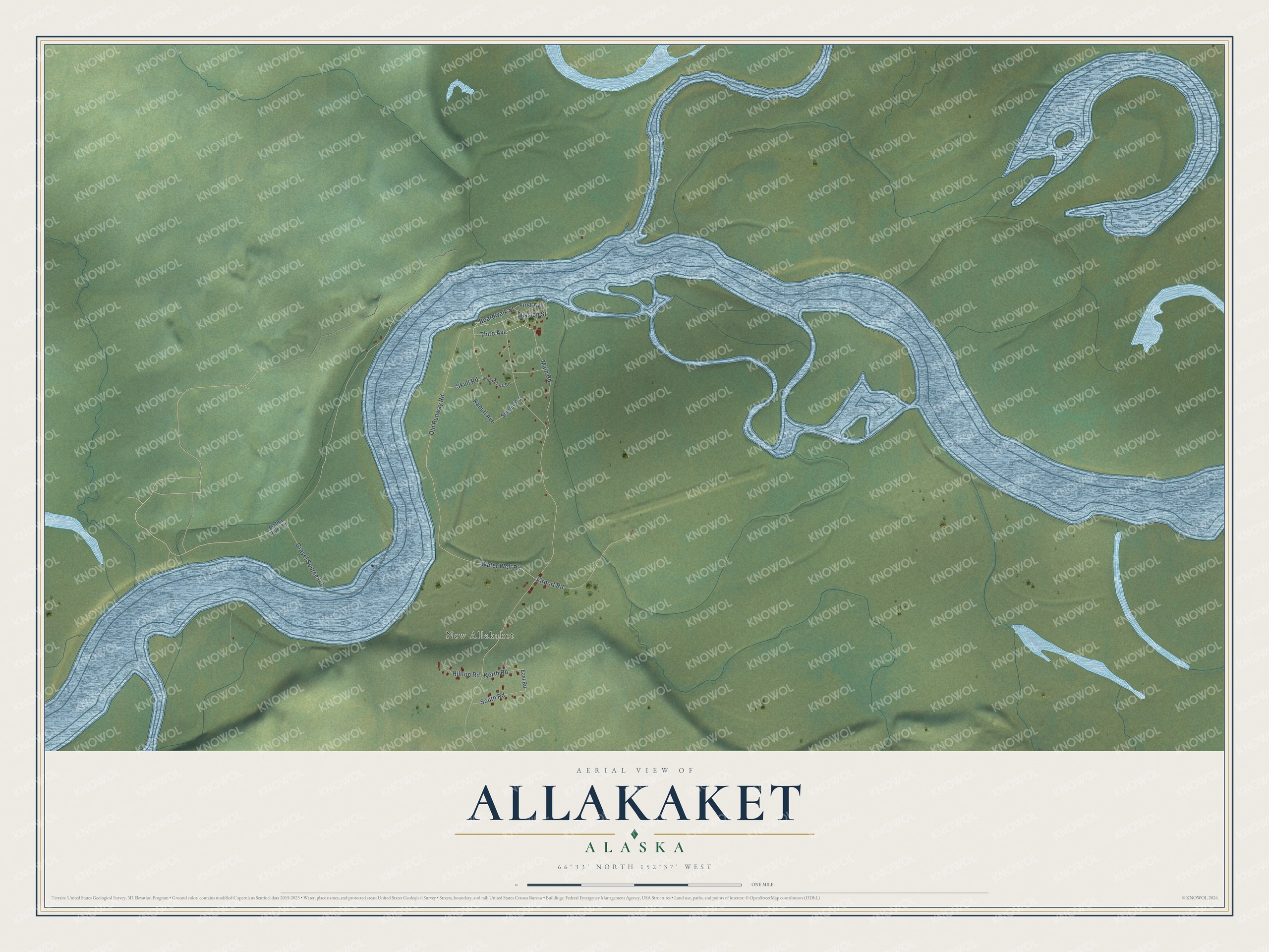 Watermarked full-map preview of Allakaket, Alaska