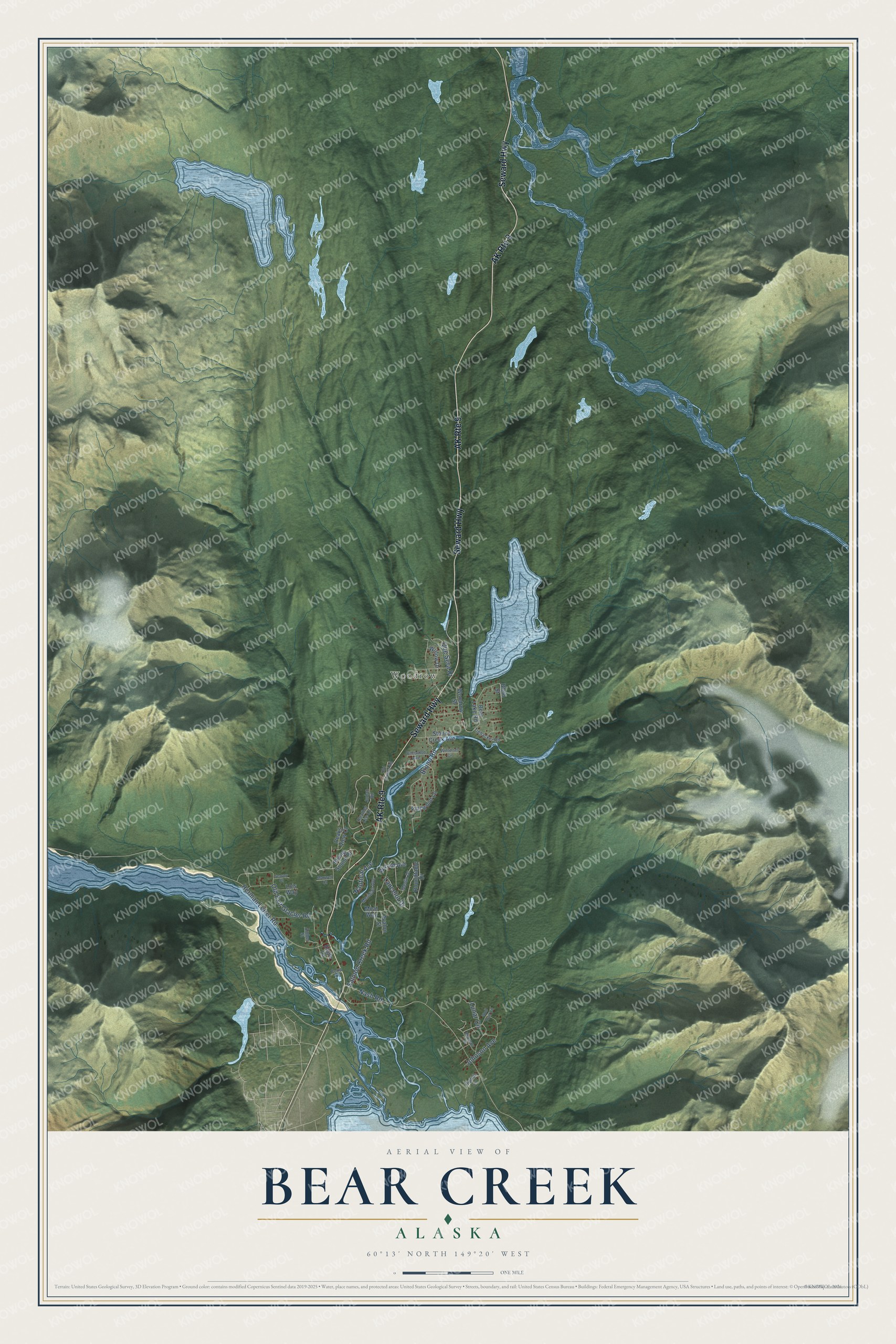 Watermarked full-map preview of Bear Creek, Alaska