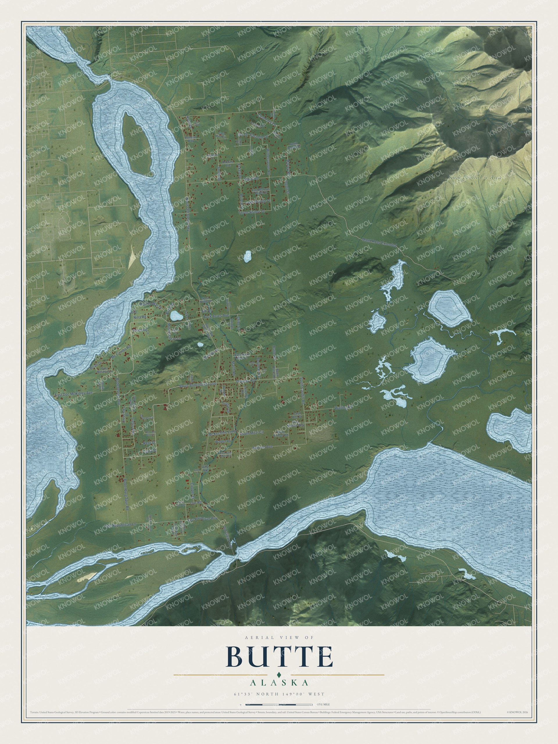 Watermarked full-map preview of Butte, Alaska