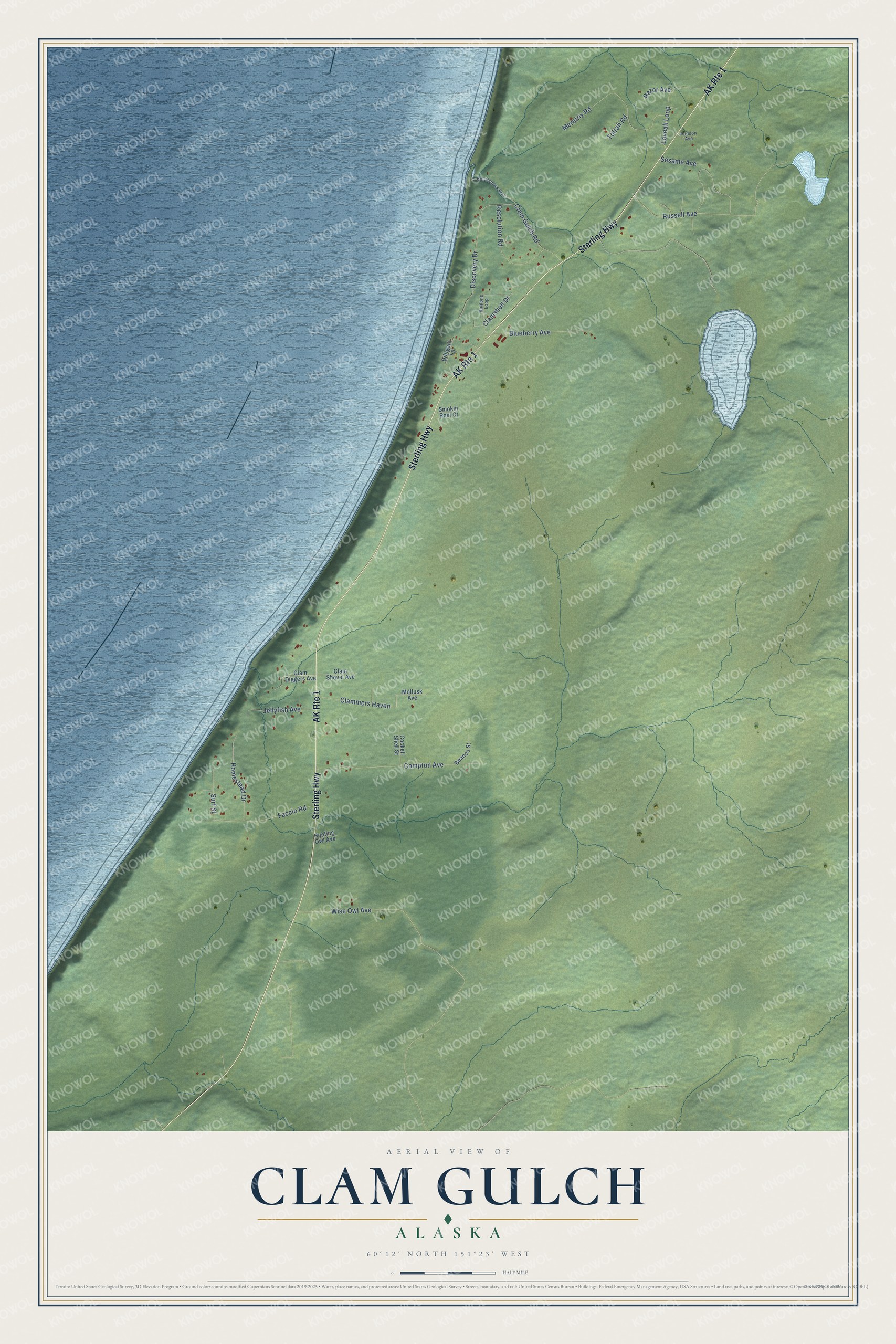 Watermarked full-map preview of Clam Gulch, Alaska