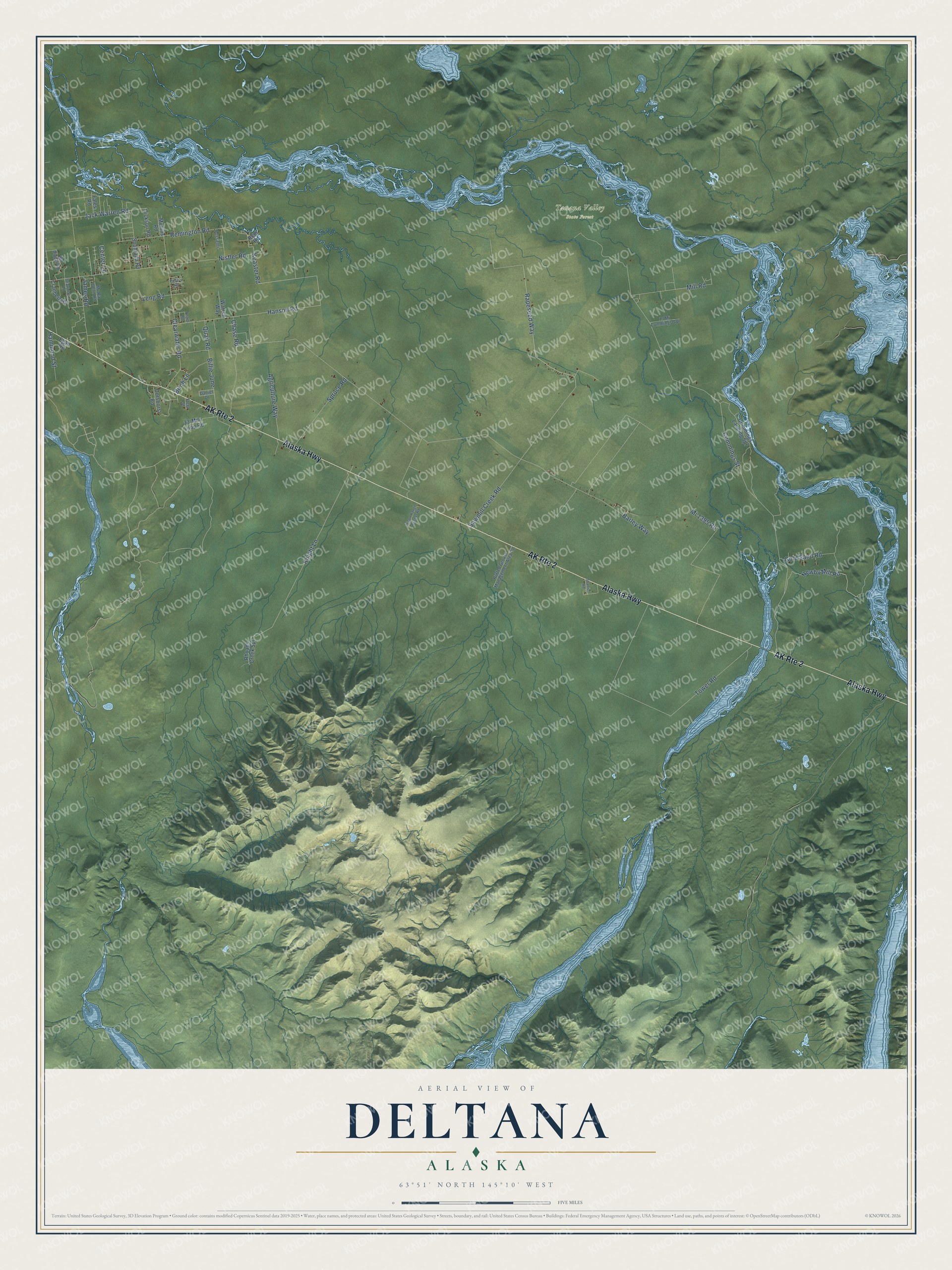 Watermarked full-map preview of Deltana, Alaska