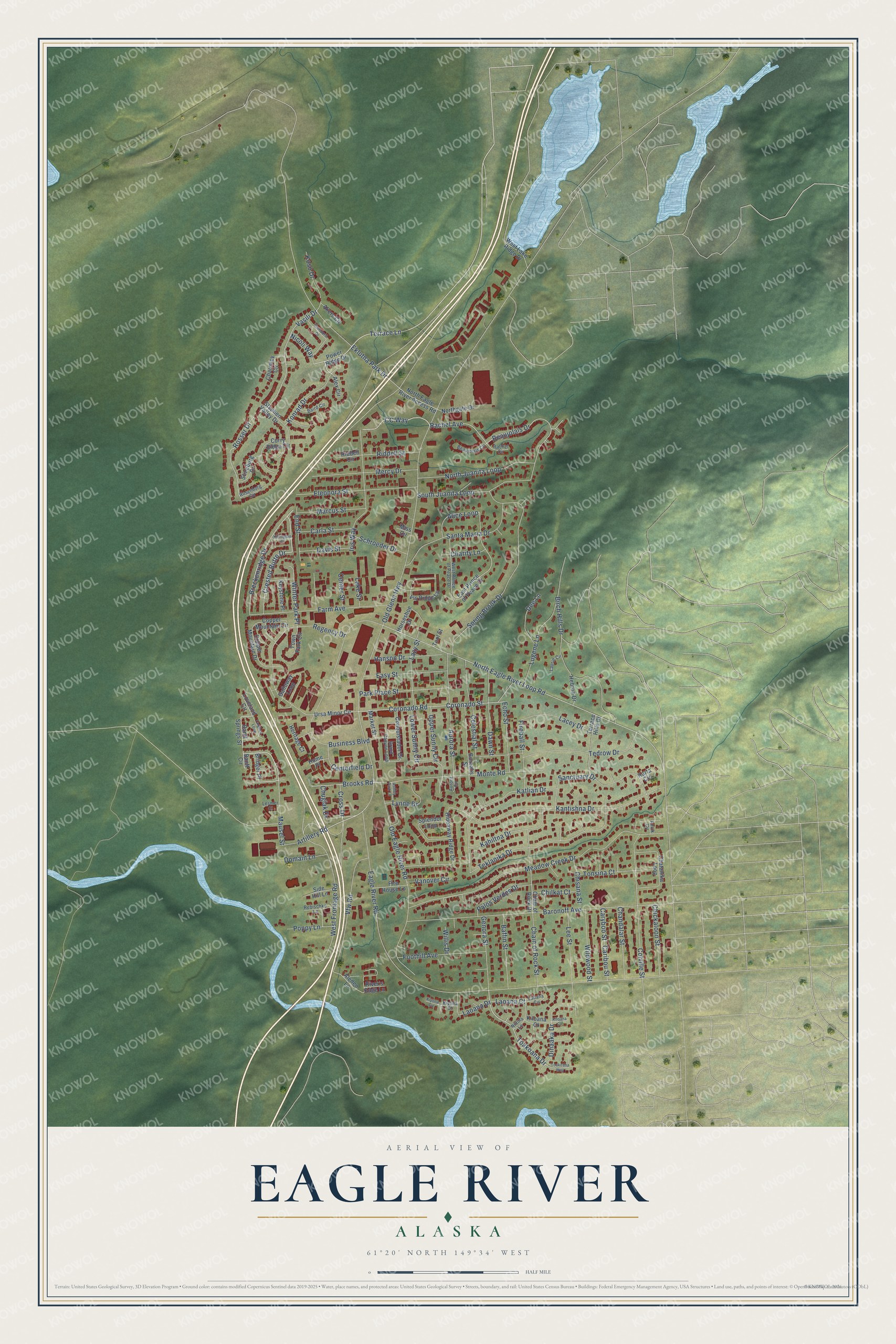 Watermarked full-map preview of Eagle River, Alaska