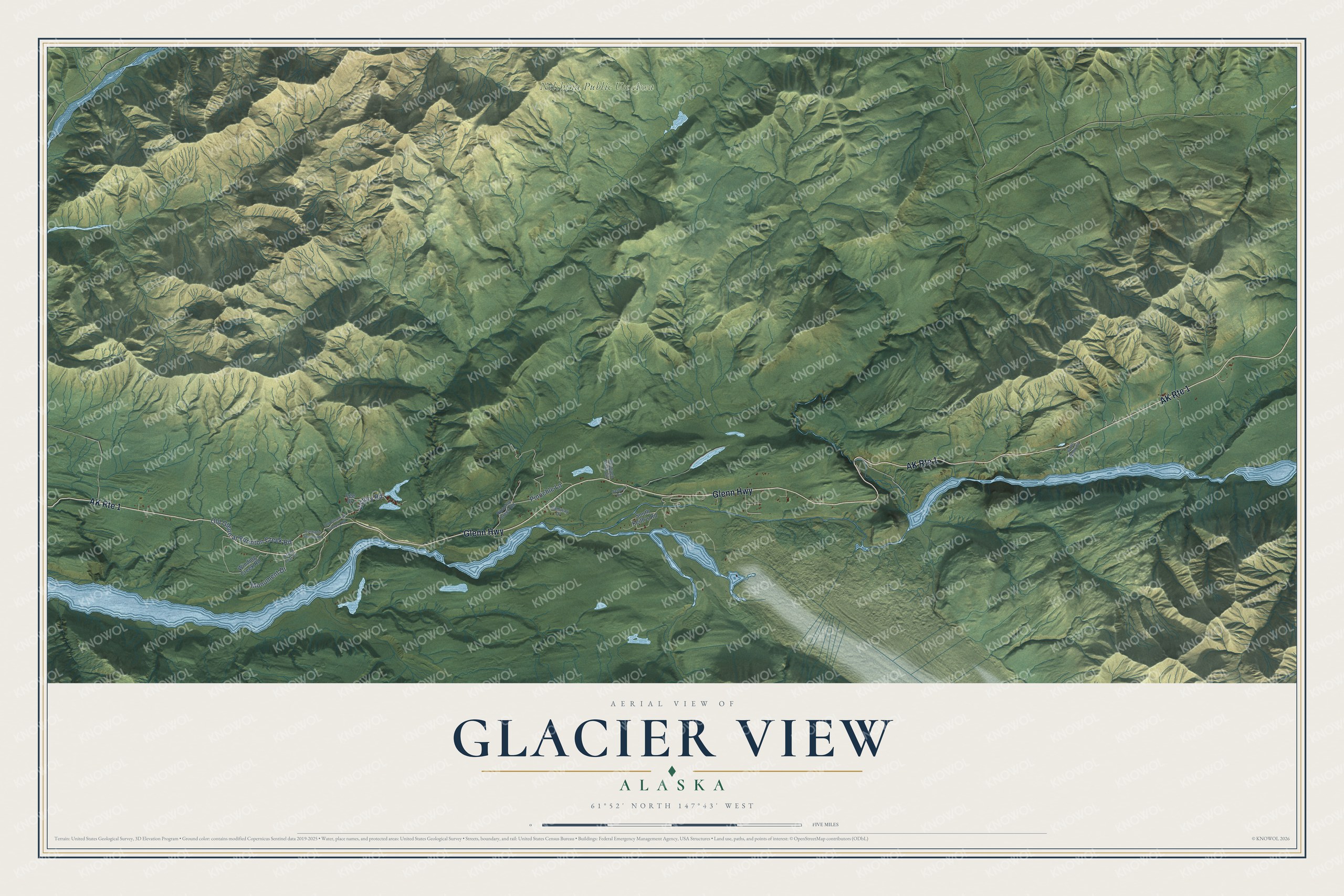 Watermarked full-map preview of Glacier View, Alaska