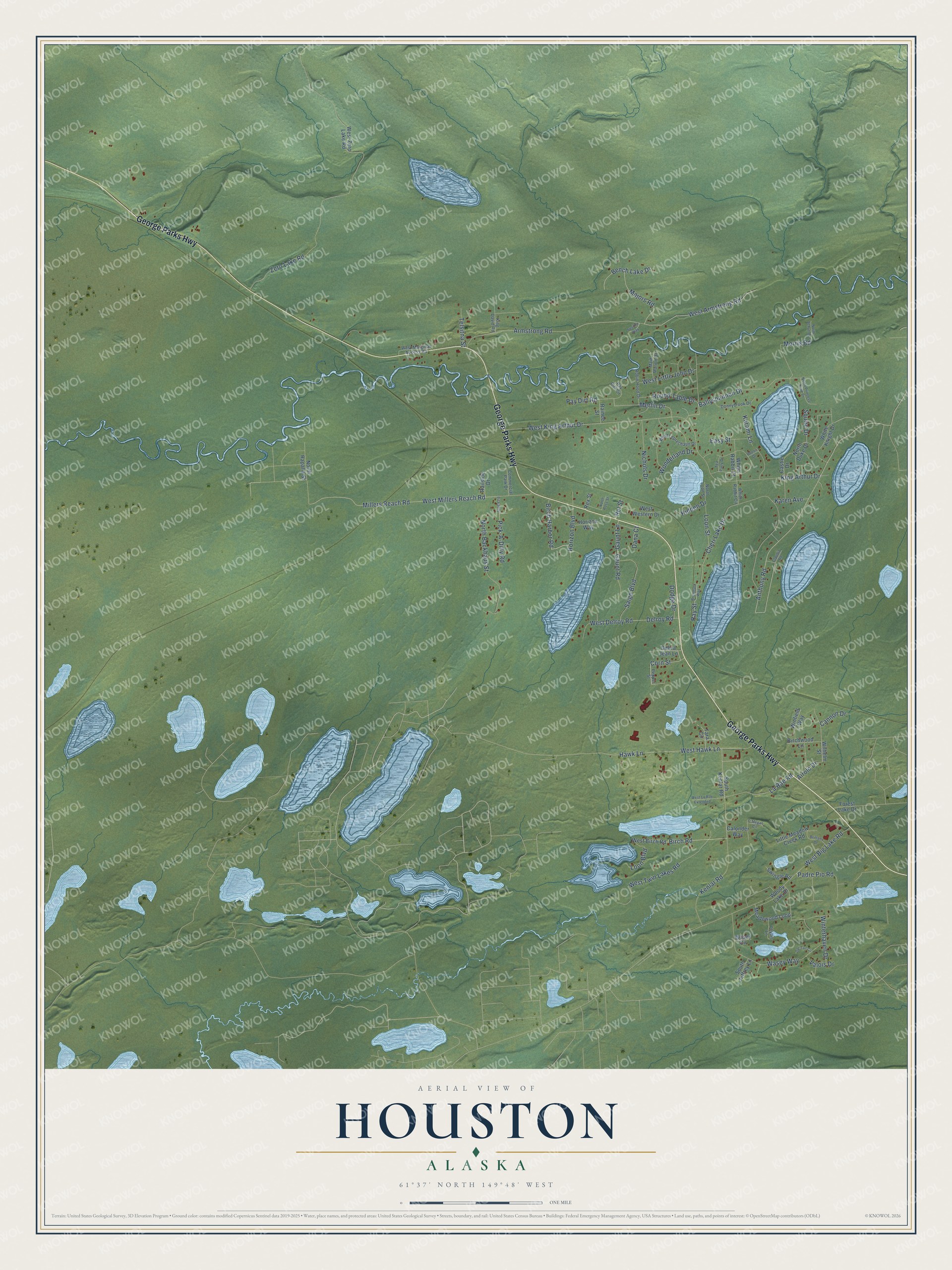 Watermarked full-map preview of Houston, Alaska