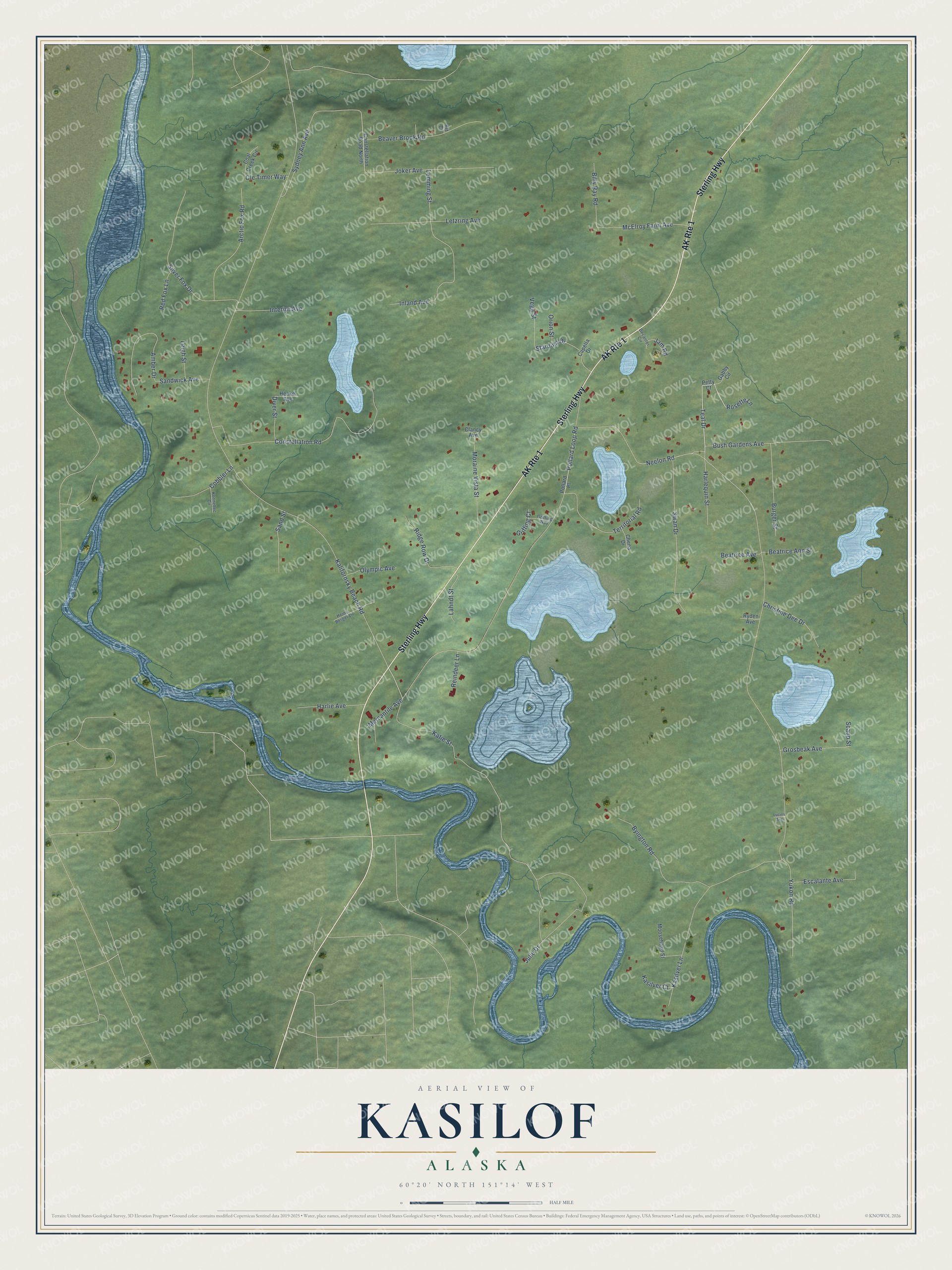Watermarked full-map preview of Kasilof, Alaska