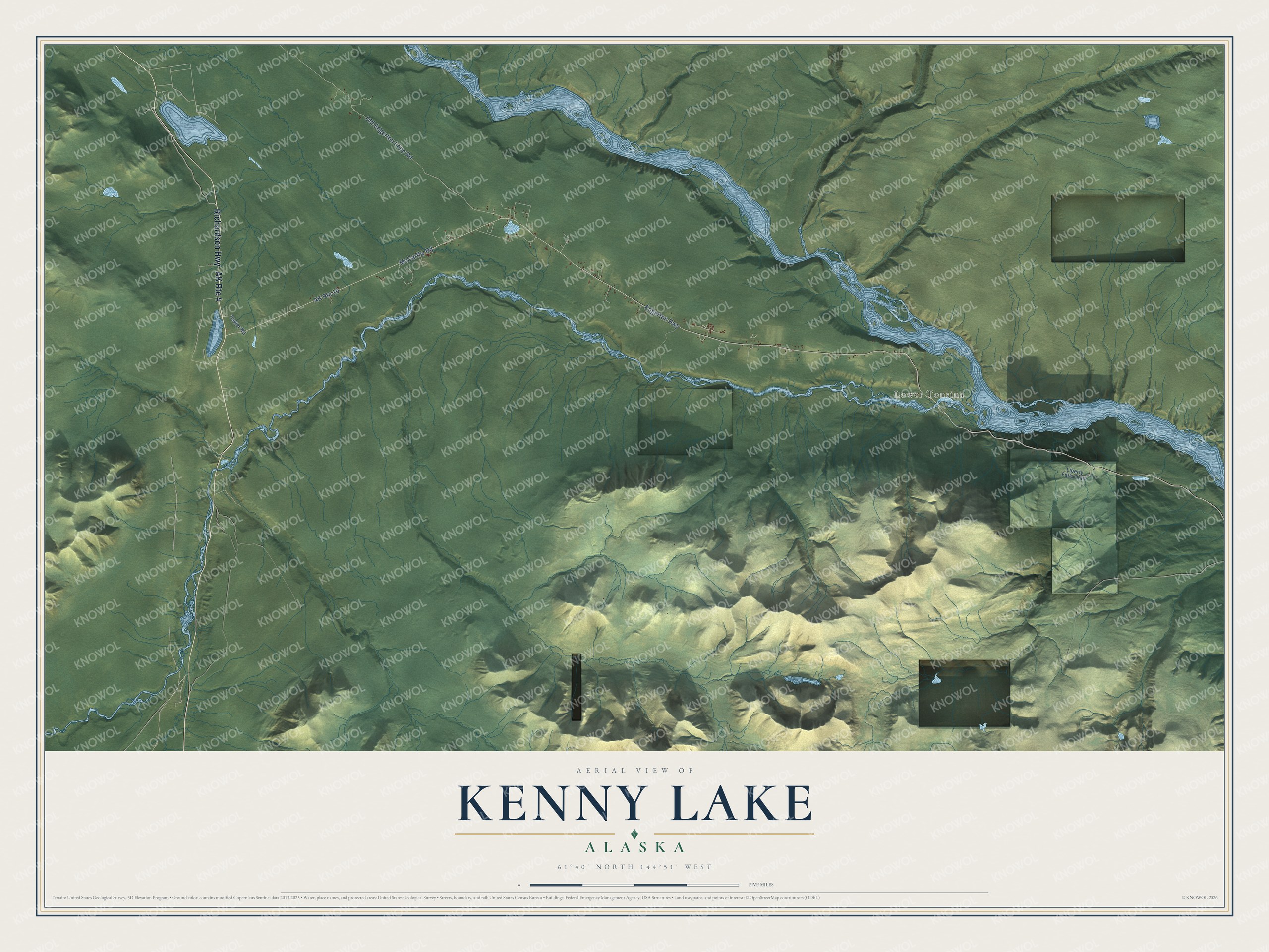Watermarked full-map preview of Kenny Lake, Alaska