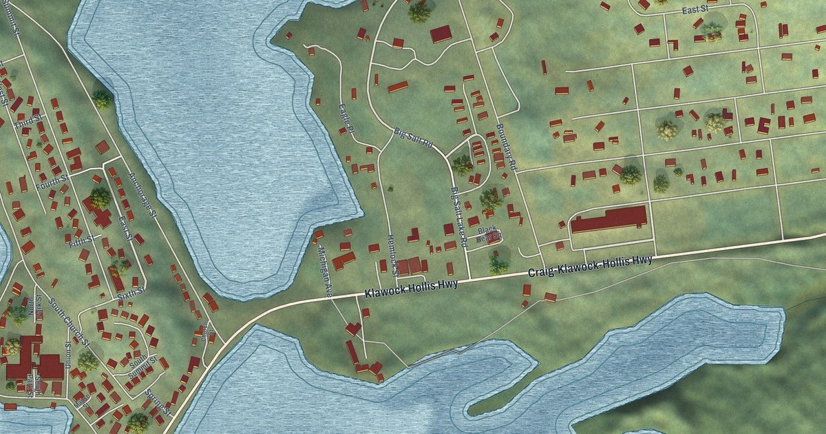 Map of Klawock, Alaska in 2026