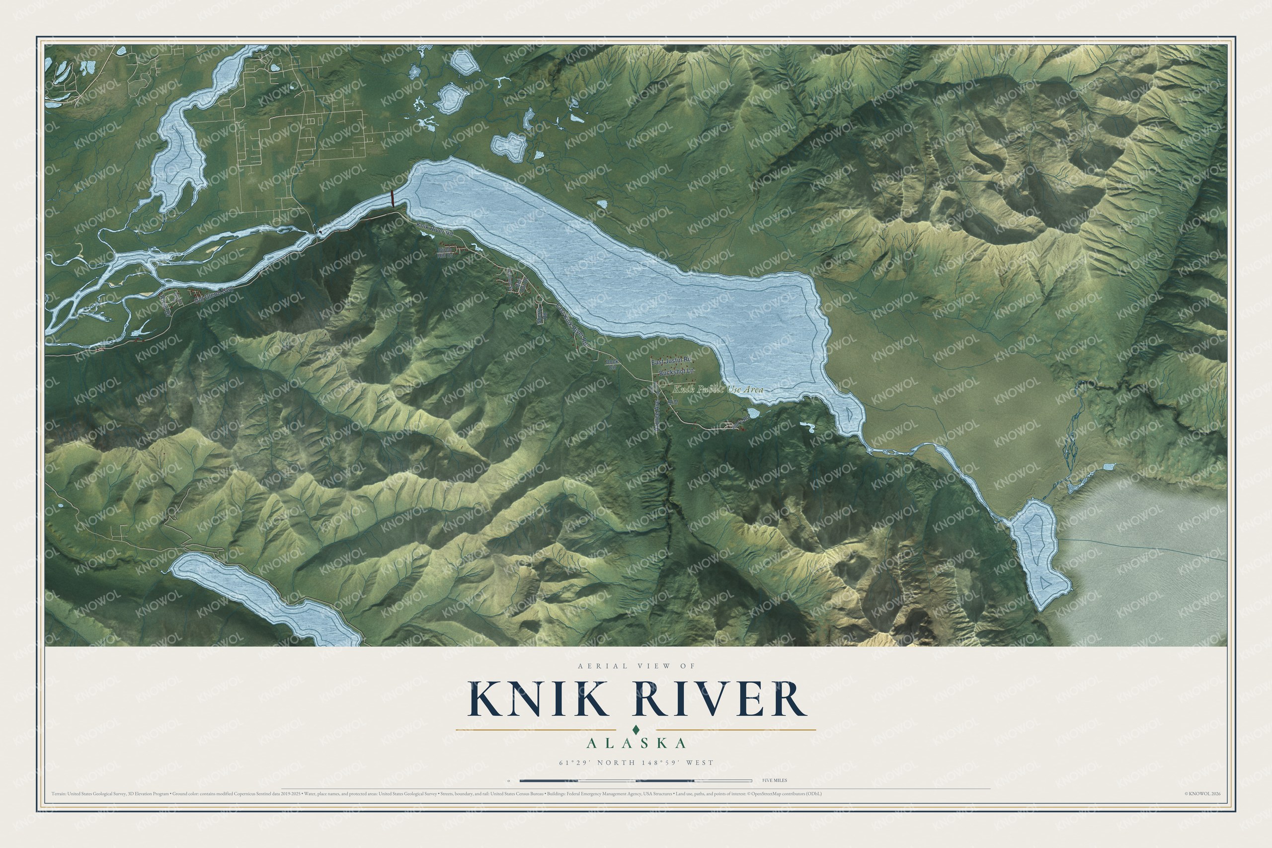 Watermarked full-map preview of Knik River, Alaska