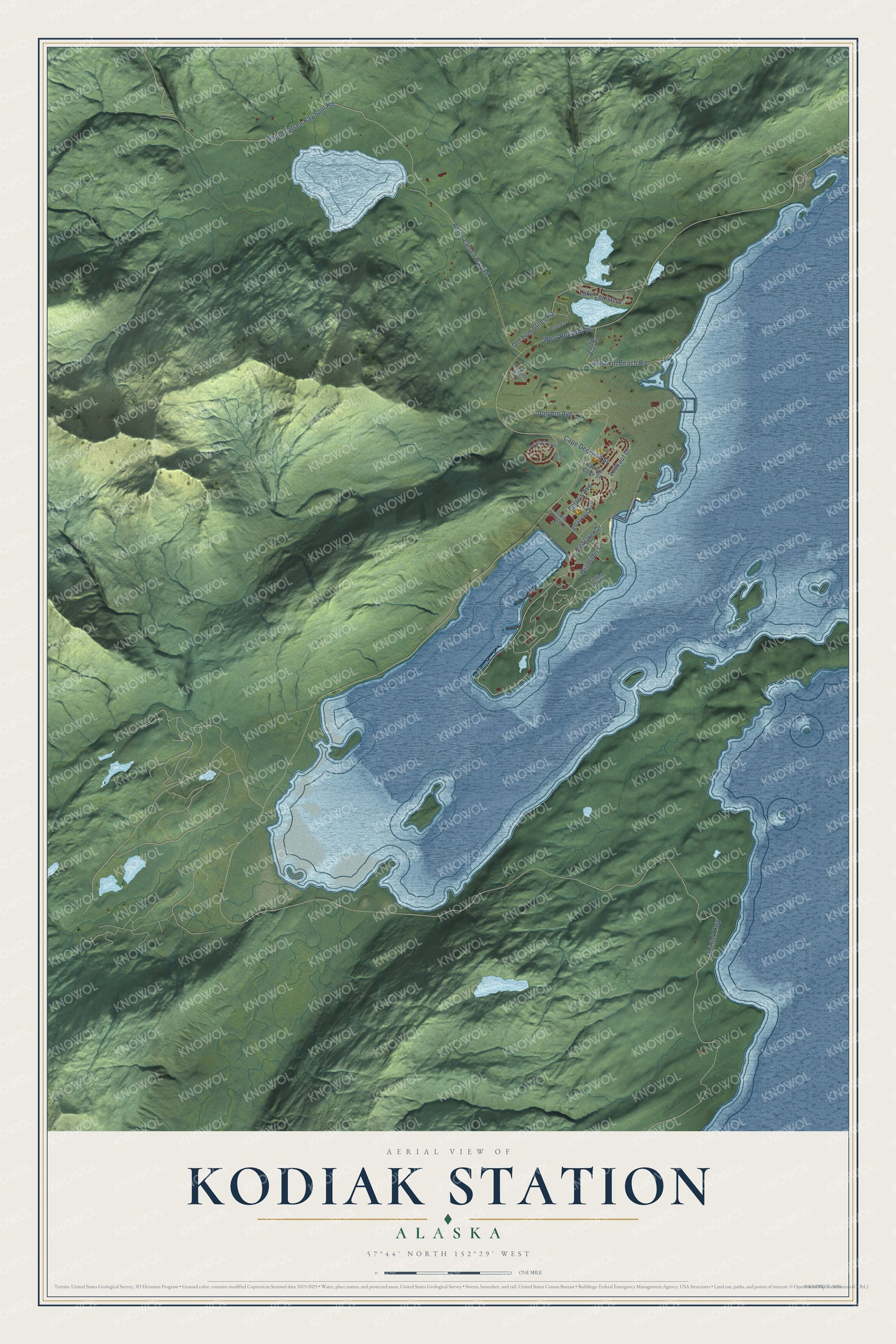 Watermarked full-map preview of Kodiak Station, Alaska