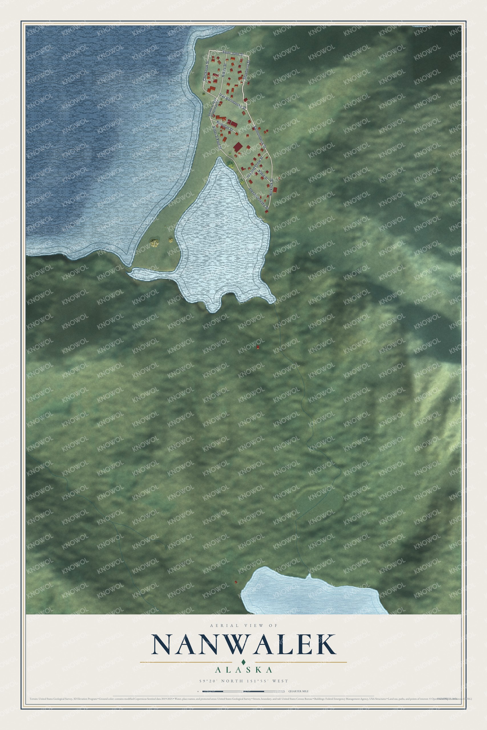 Watermarked full-map preview of Nanwalek, Alaska