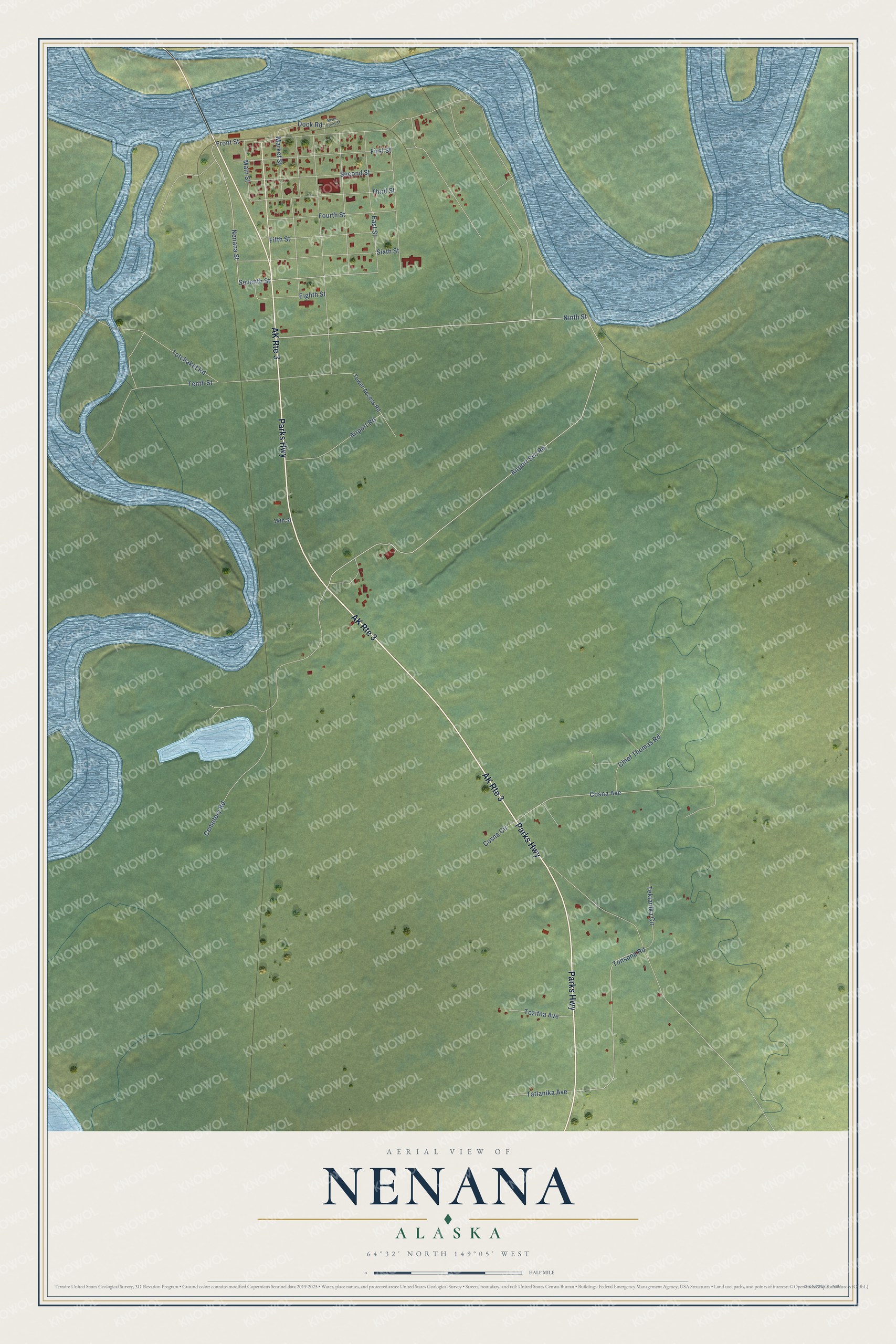 Watermarked full-map preview of Nenana, Alaska