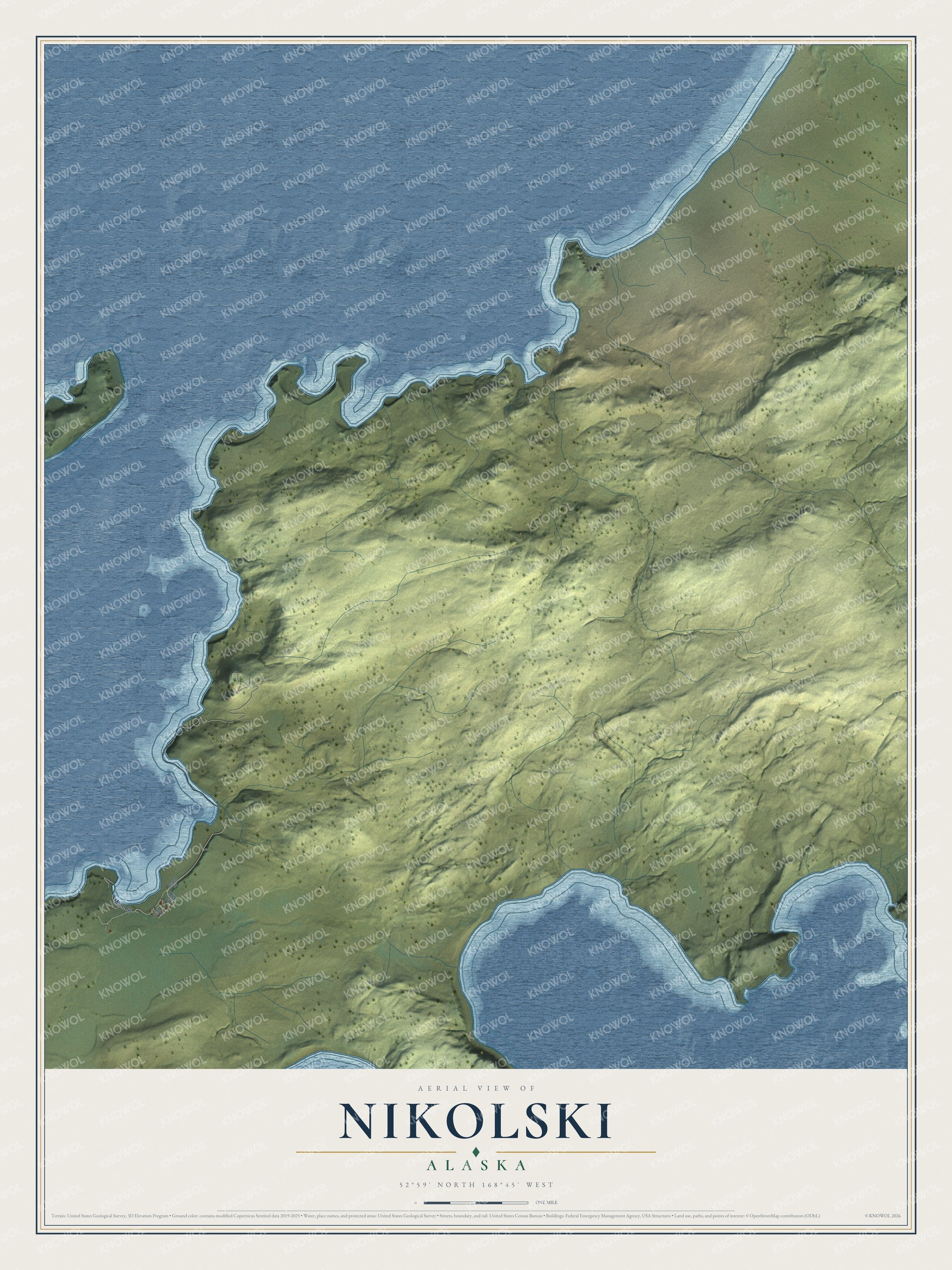Watermarked full-map preview of Nikolski, Alaska