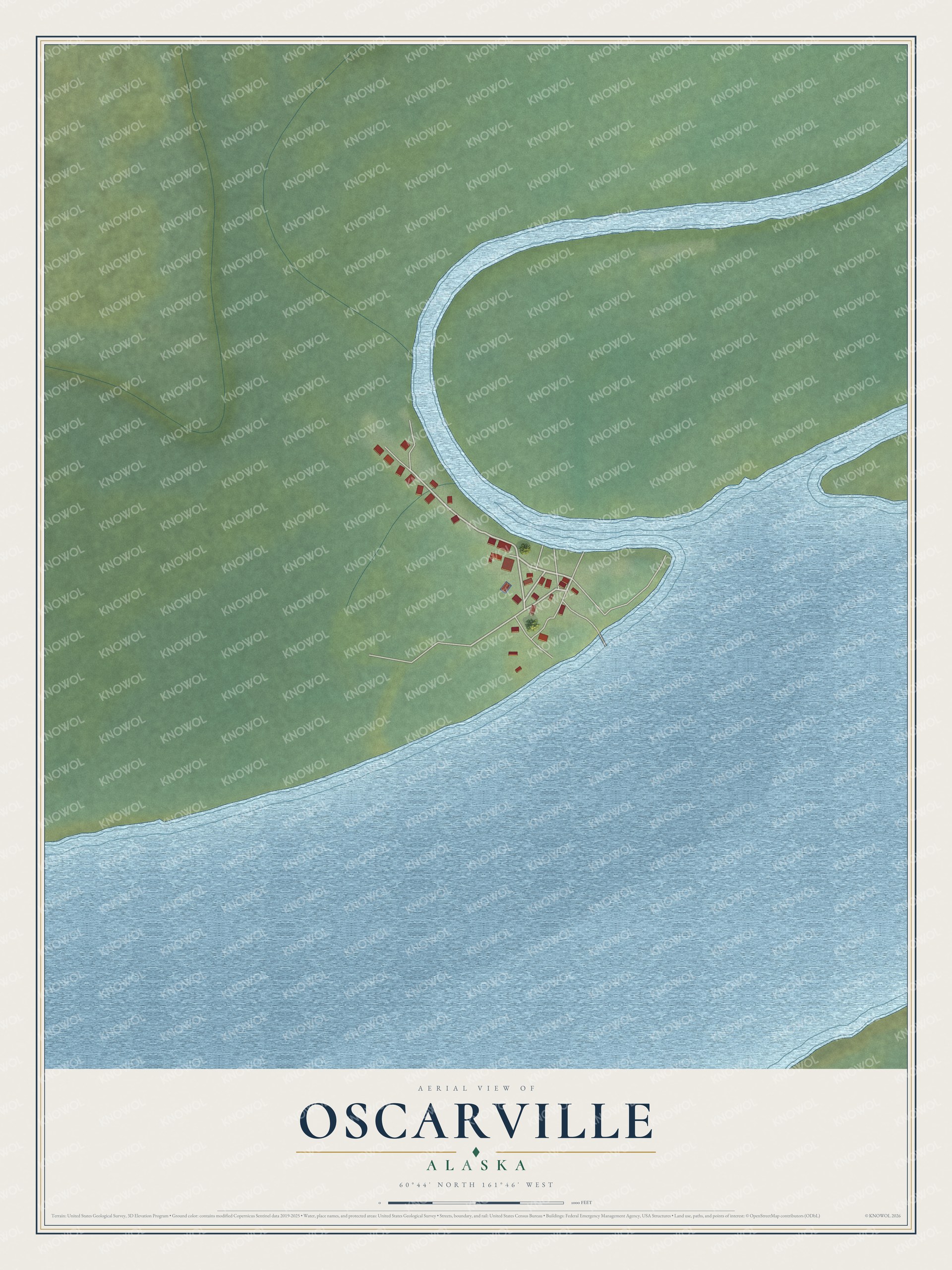 Watermarked full-map preview of Oscarville, Alaska