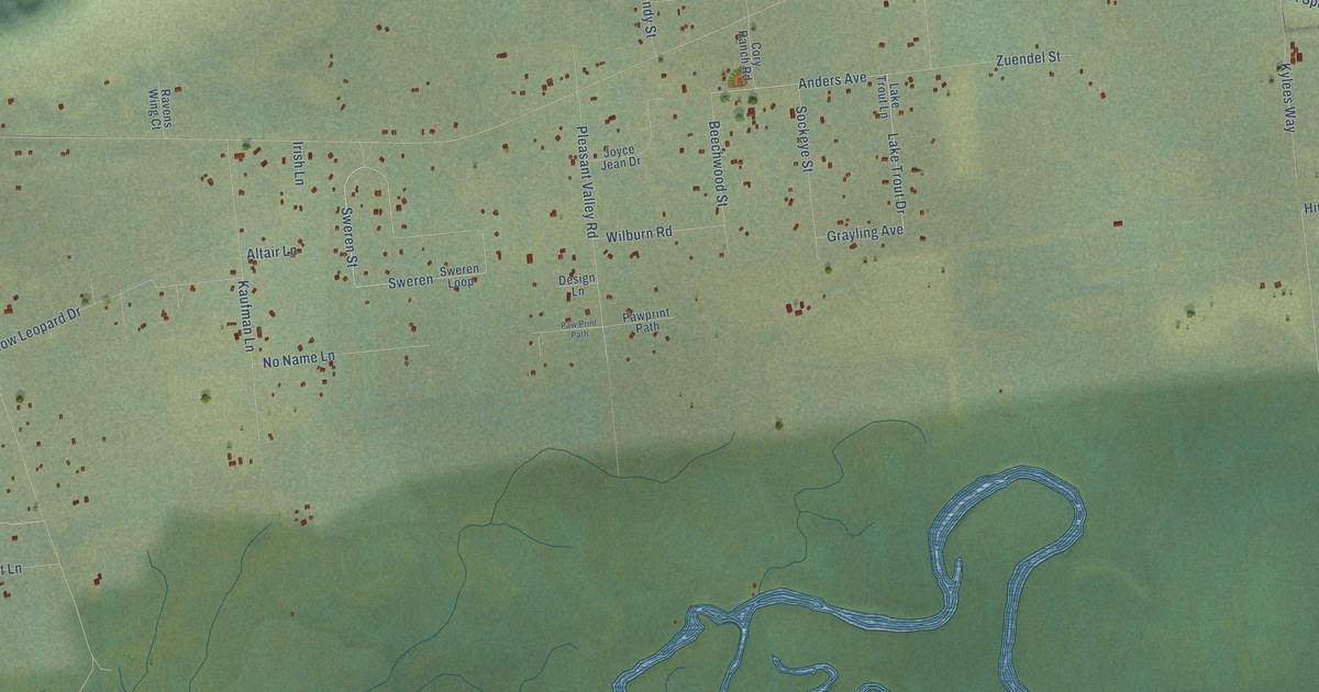 Detailed Map of Pleasant Valley, Alaska