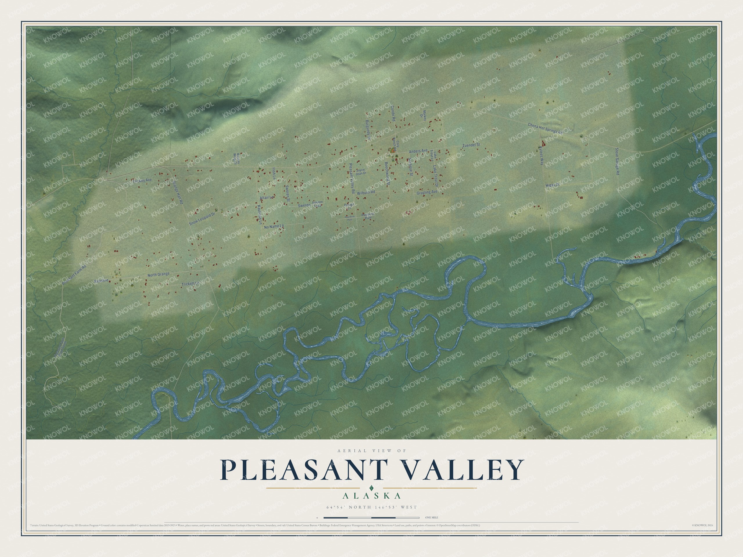 Watermarked full-map preview of Pleasant Valley, Alaska