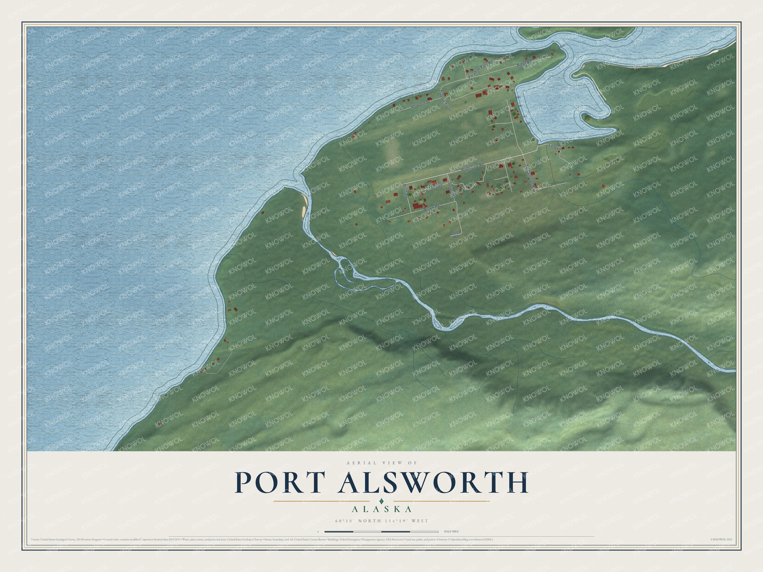 Watermarked full-map preview of Port Alsworth, Alaska