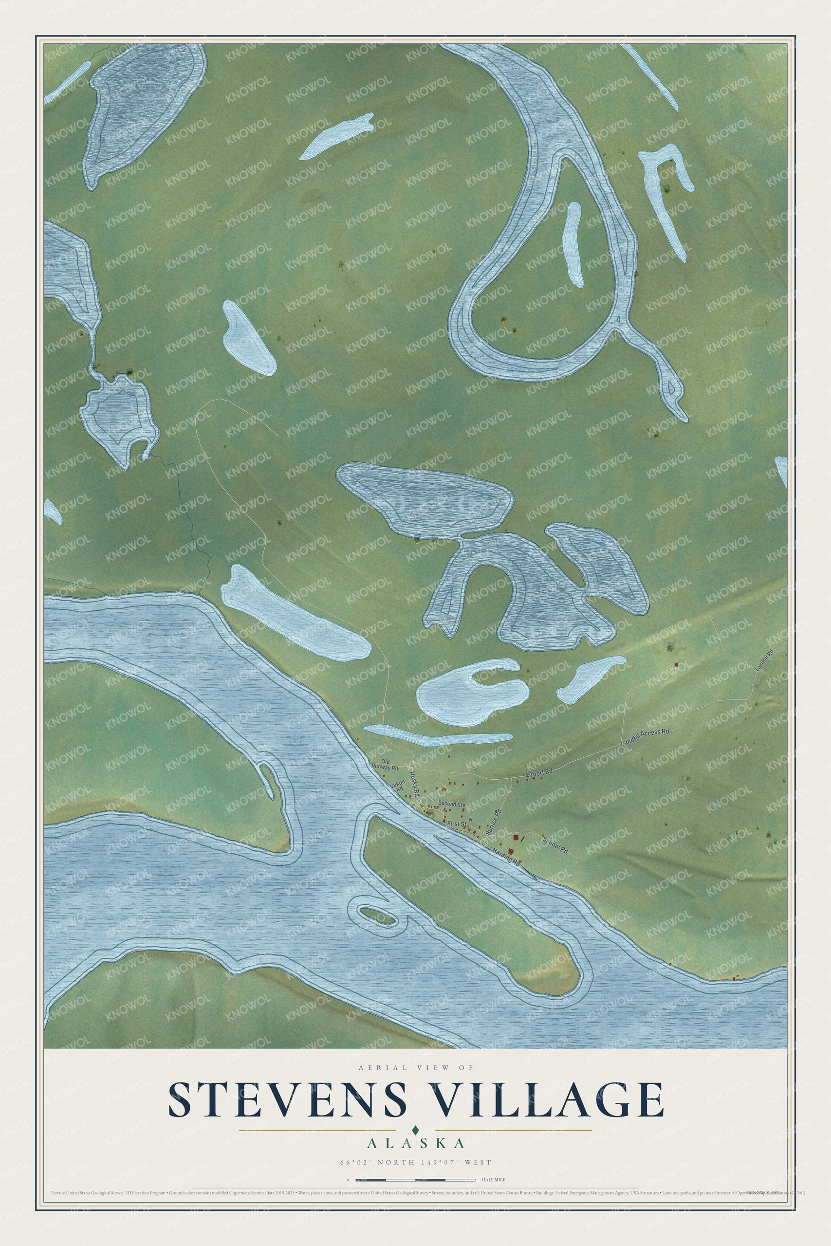 Watermarked full-map preview of Stevens Village, Alaska