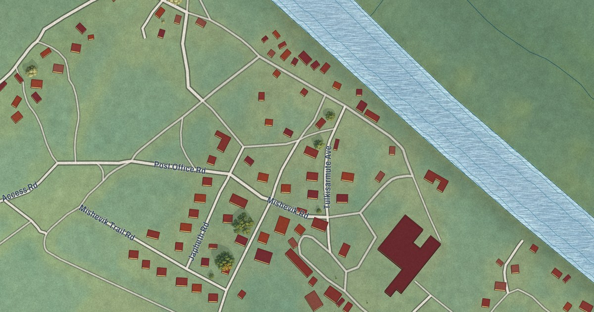 Detailed Map of Tuluksak, Alaska