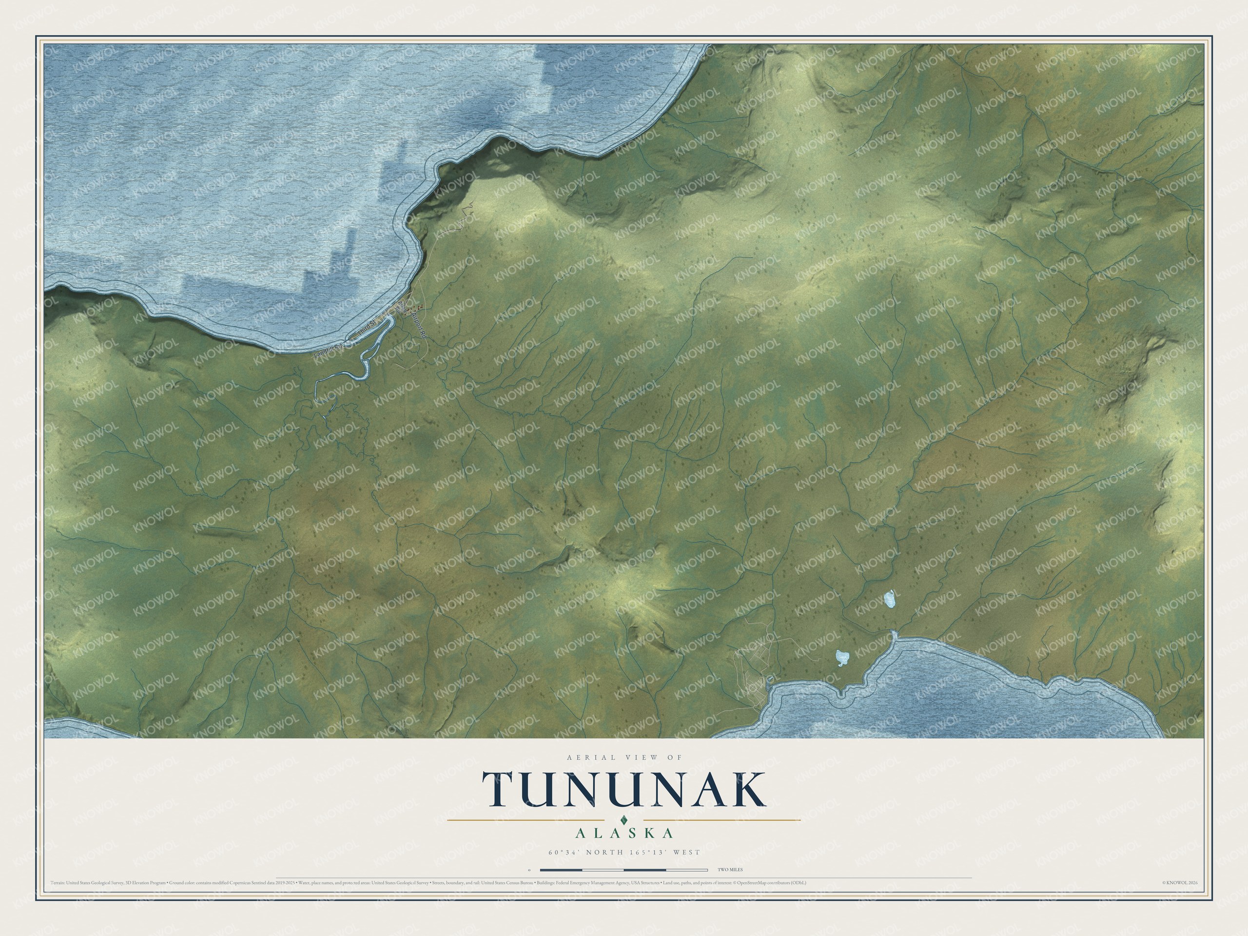 Watermarked full-map preview of Tununak, Alaska