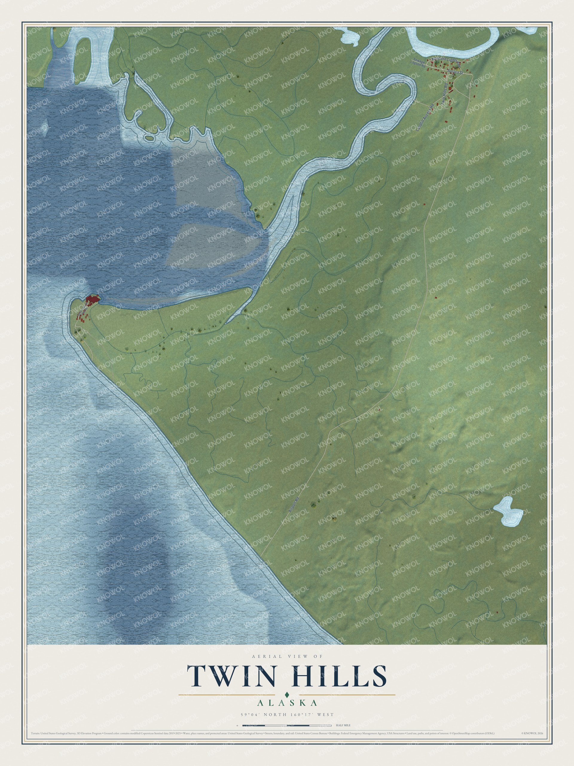 Watermarked full-map preview of Twin Hills, Alaska