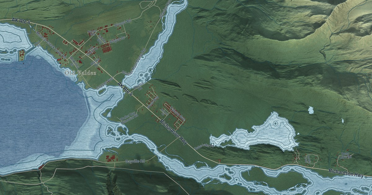 Map of Valdez, Alaska in 2026