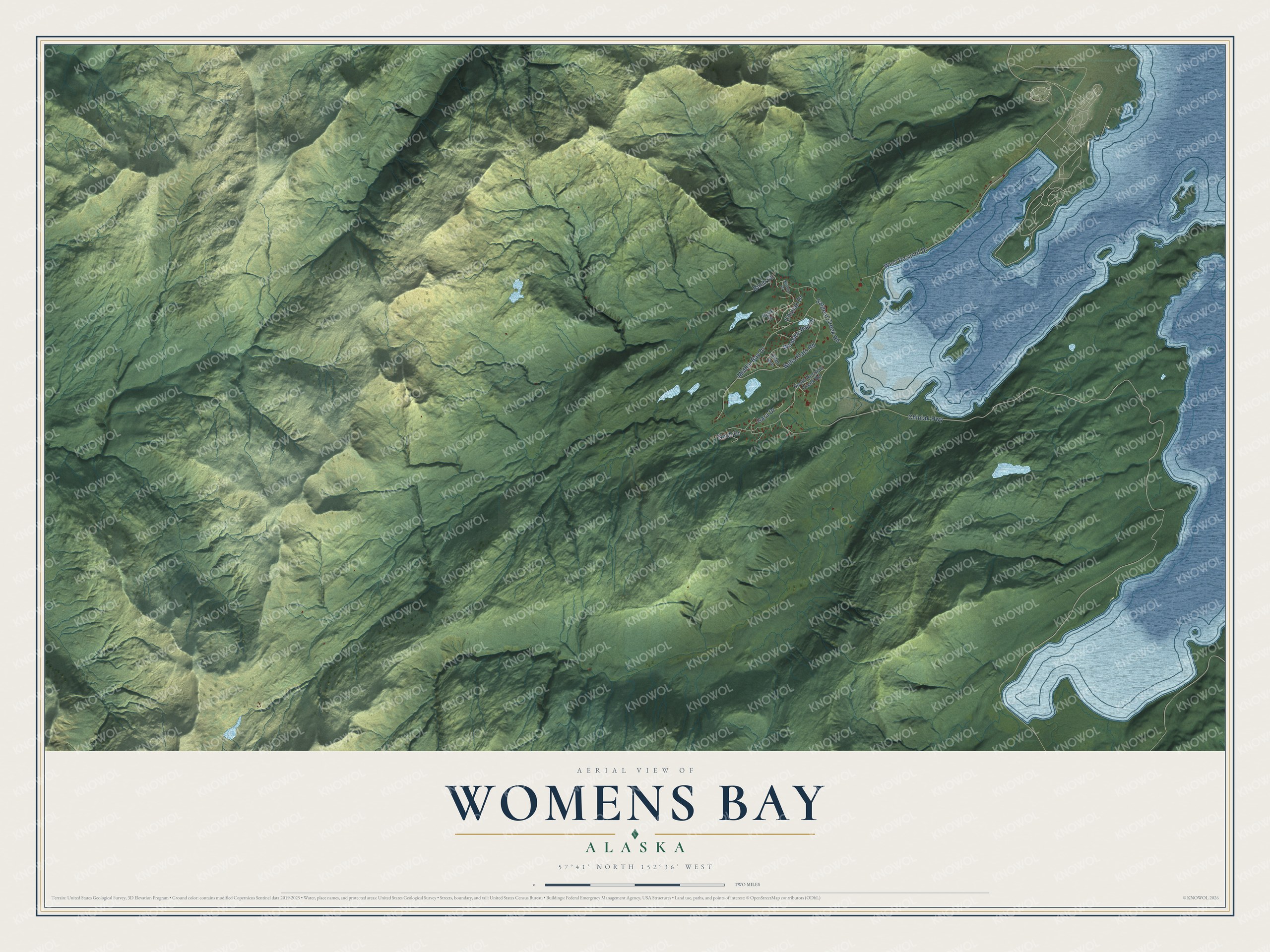 Watermarked full-map preview of Womens Bay, Alaska