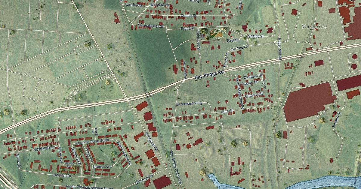 Map of Africatown, Alabama in 2026