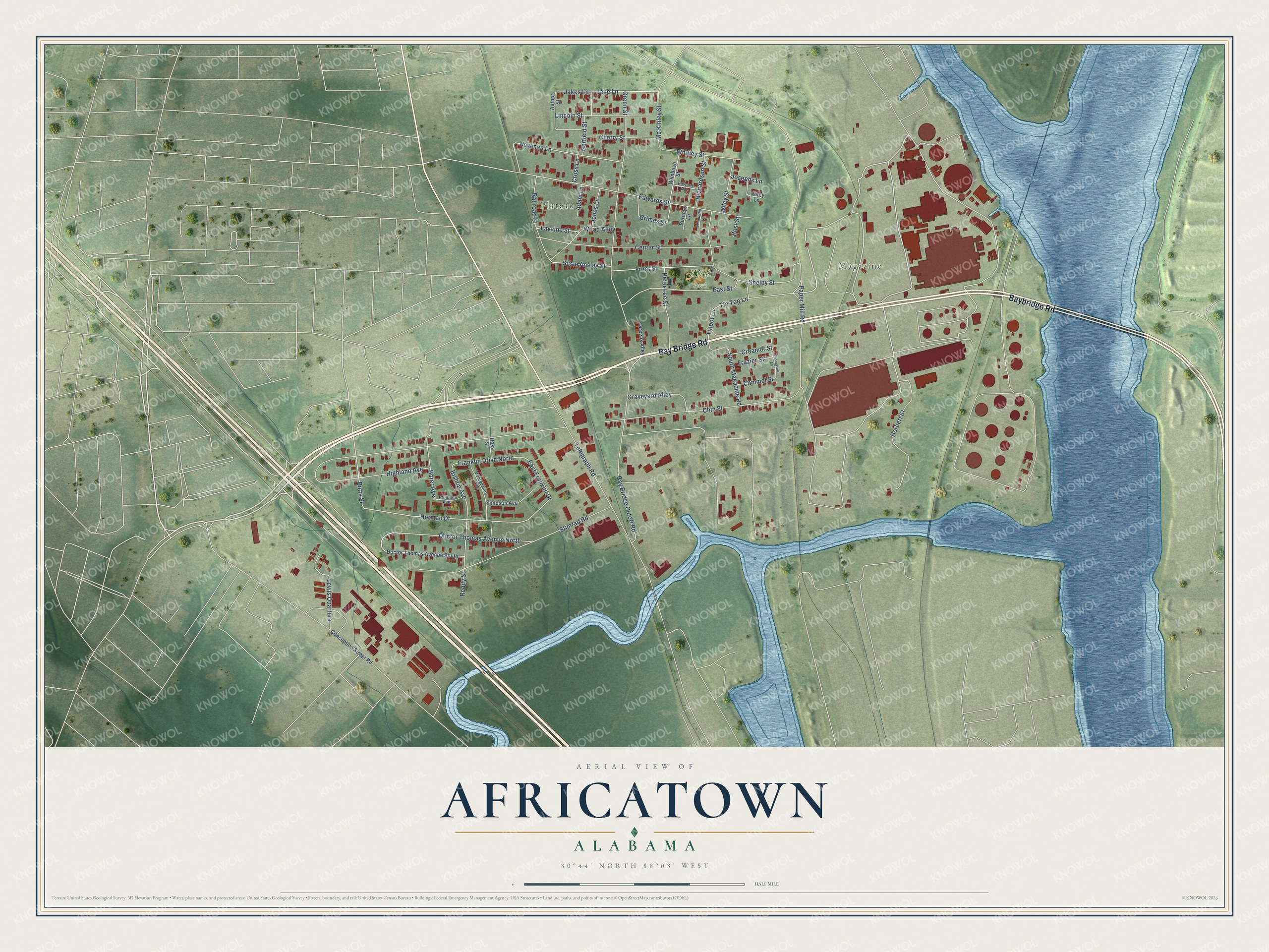 Watermarked full-map preview of Africatown, Alabama