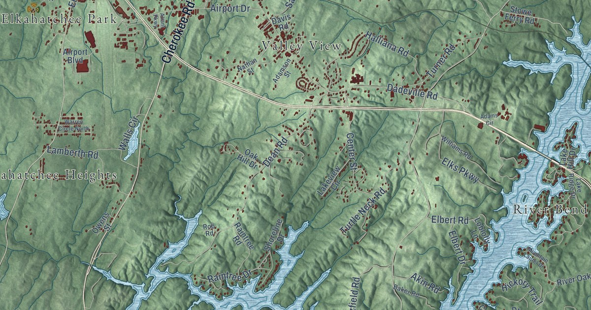 Map of Alexander City, Alabama in 2026