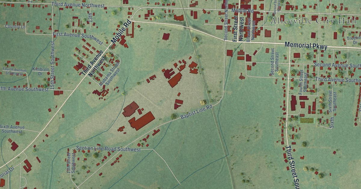 Map of Aliceville, Alabama in 2026