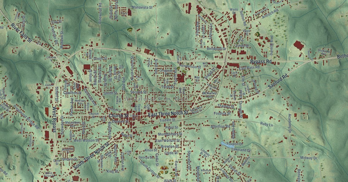 Map of Andalusia, Alabama in 2026