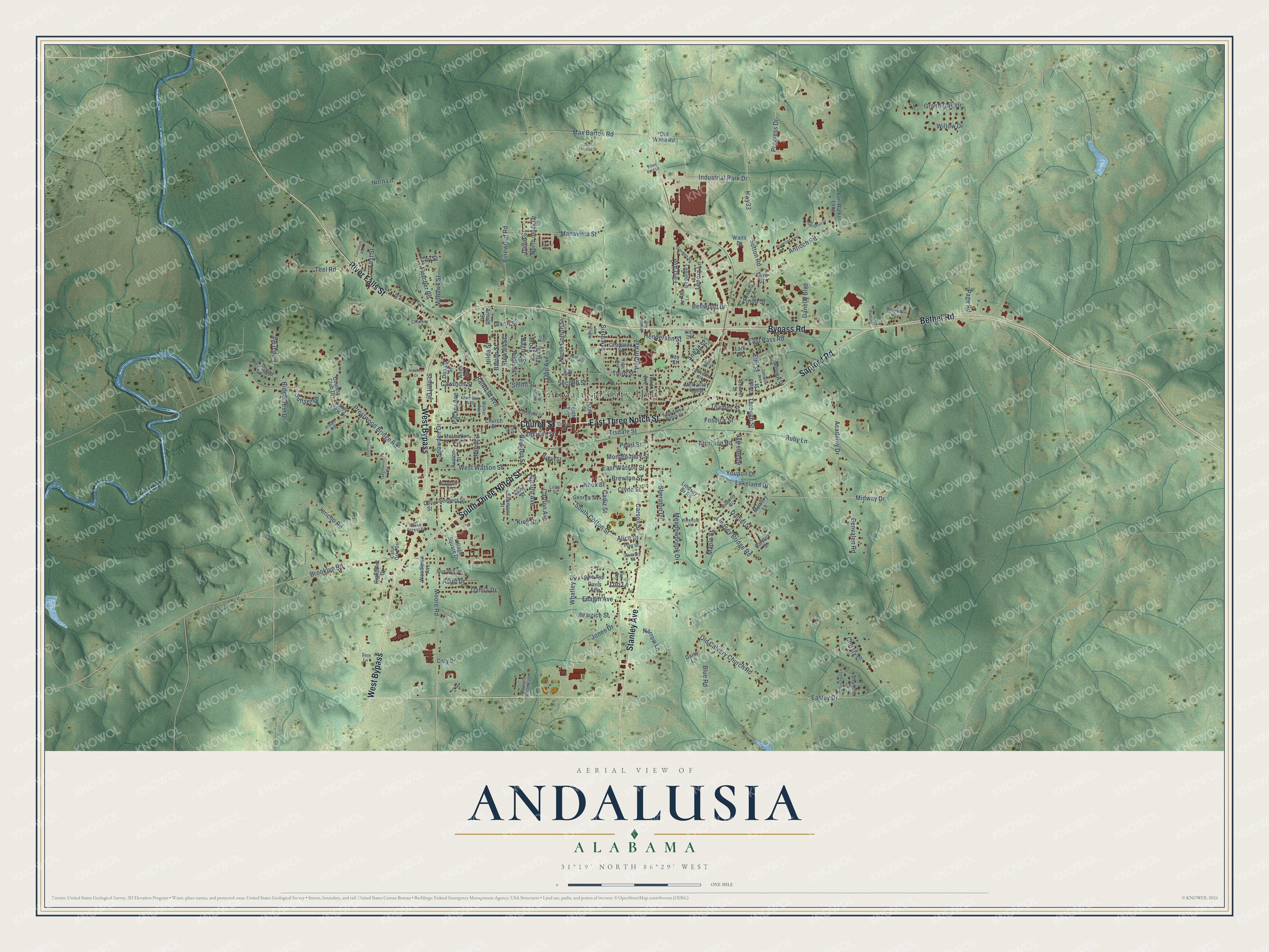 Watermarked full-map preview of Andalusia, Alabama