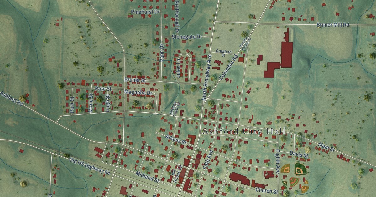 Map of Ashford, Alabama in 2026