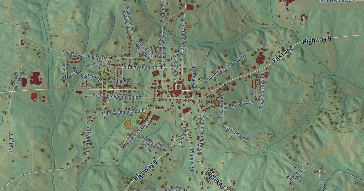 Map of Ashland, Alabama in 2026