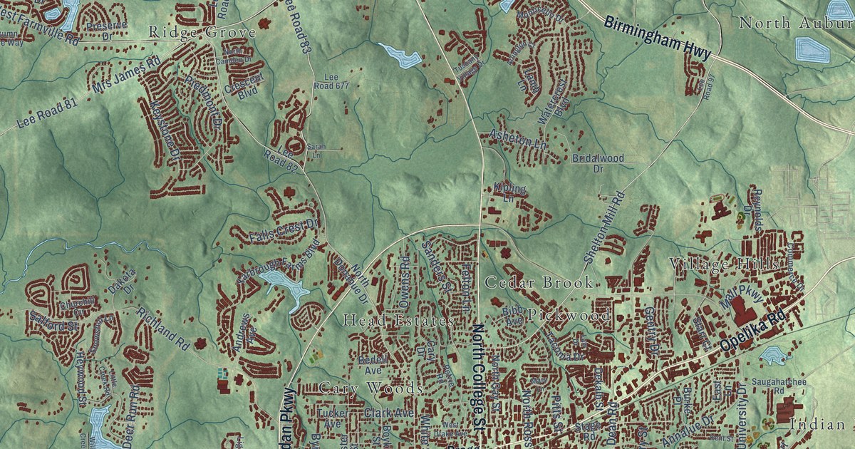 Map of Auburn, Alabama in 2026