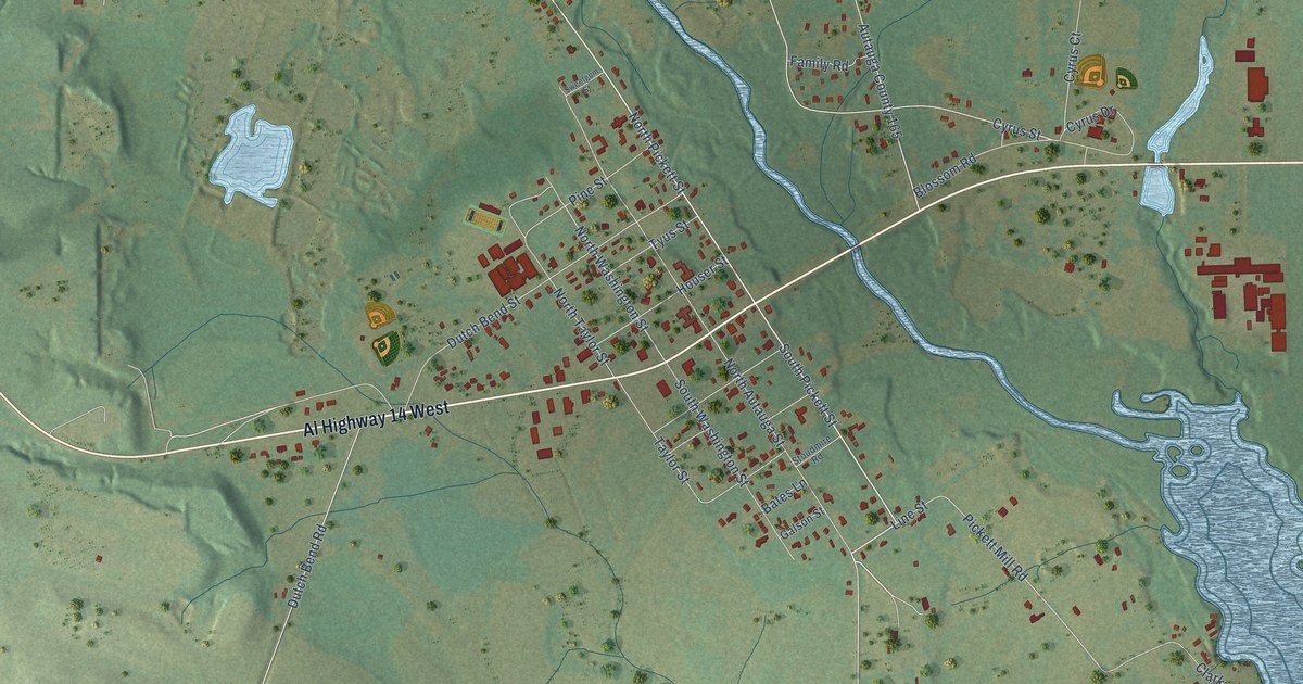 Map of Autaugaville, Alabama in 2026