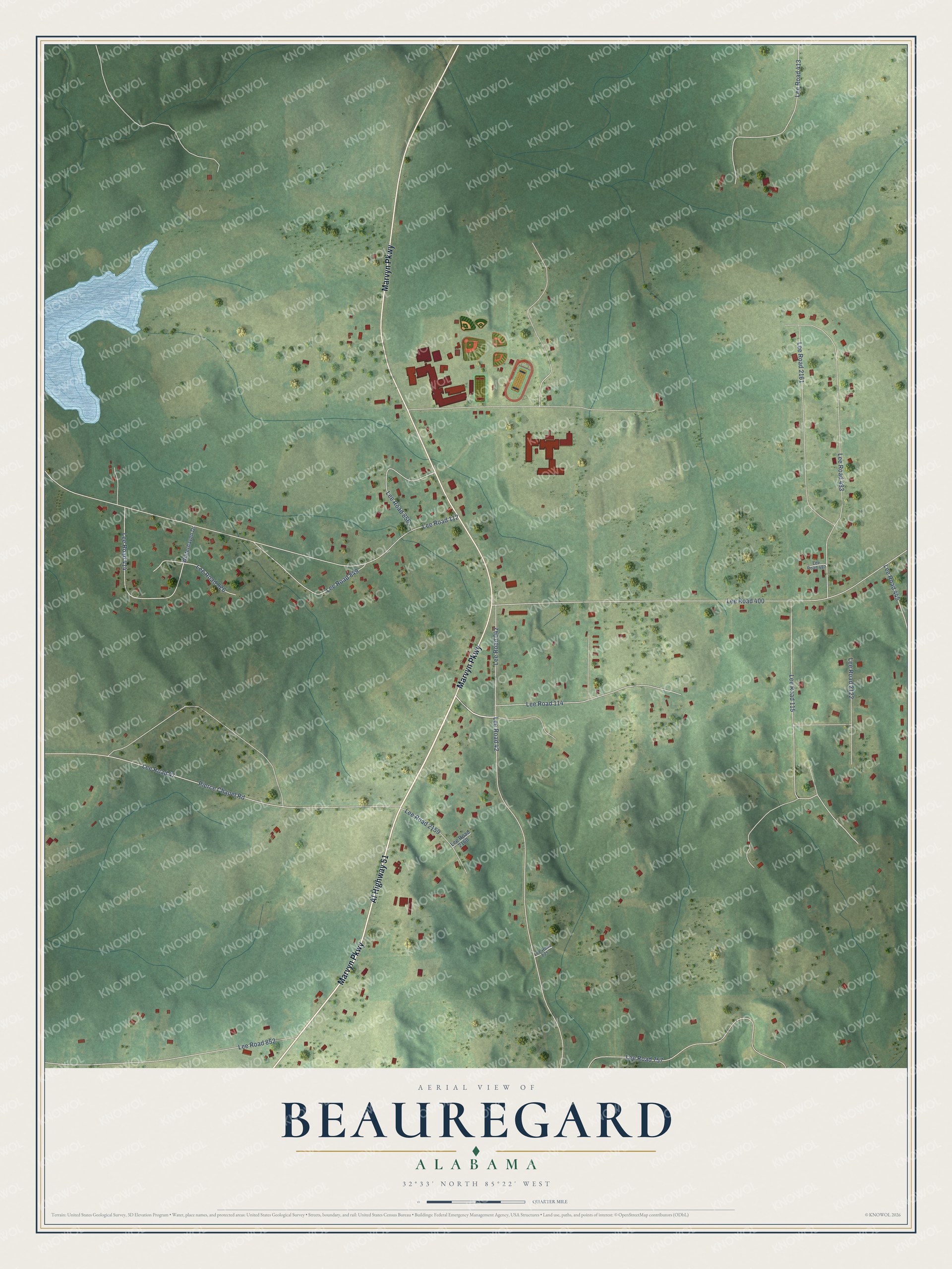 Watermarked full-map preview of Beauregard, Alabama
