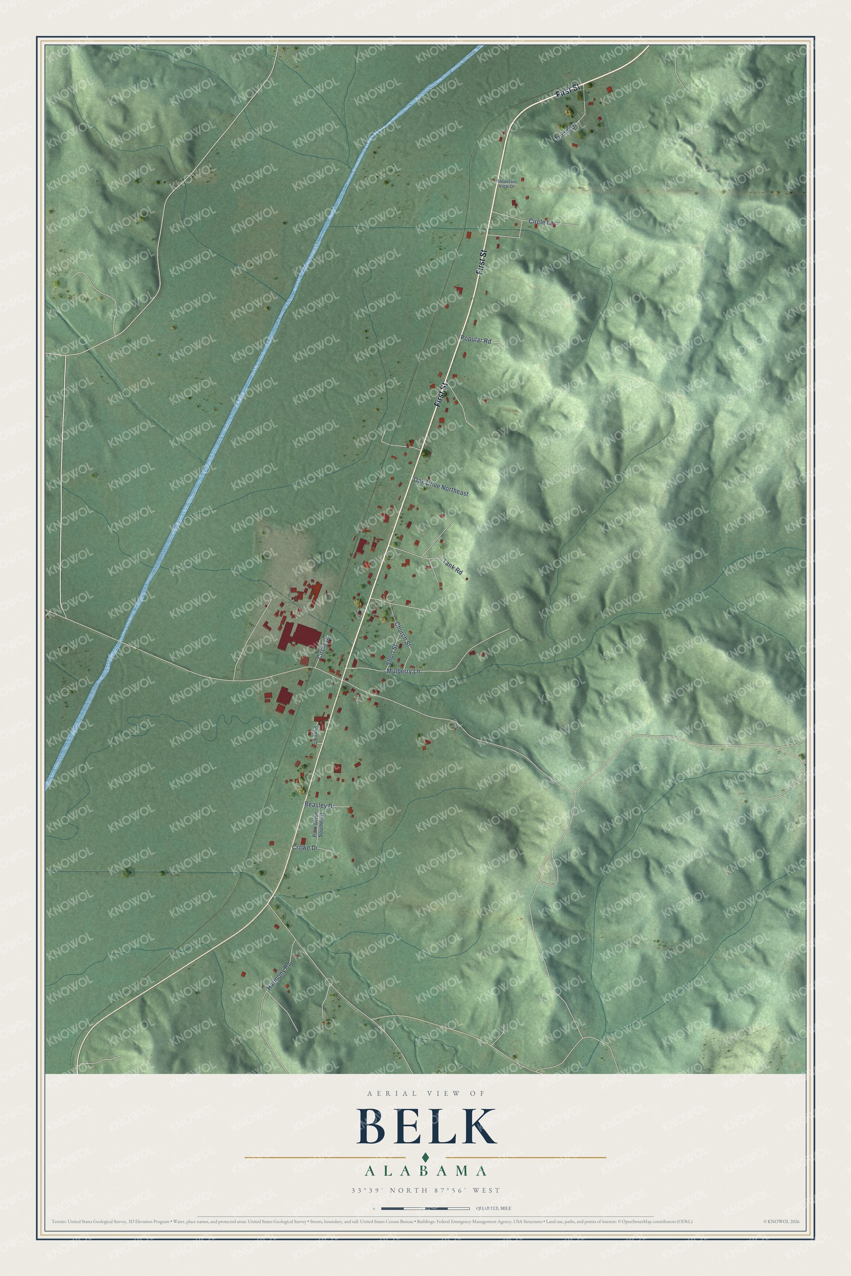 Watermarked full-map preview of Belk, Alabama