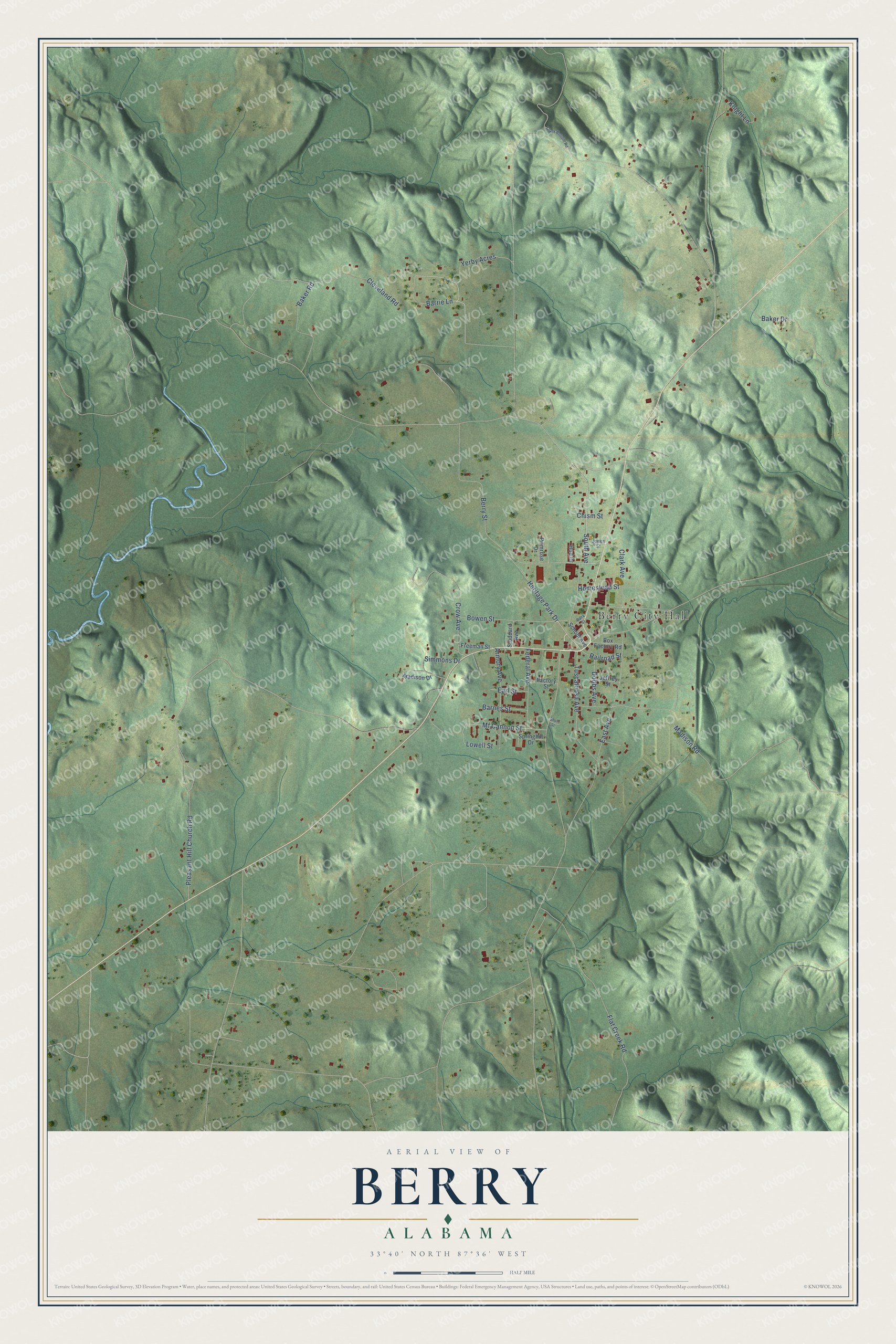 Watermarked full-map preview of Berry, Alabama
