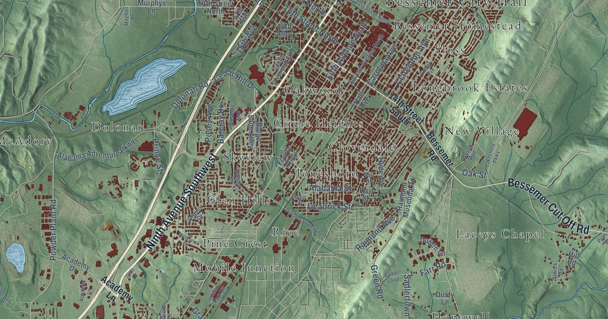 Map of Bessemer, Alabama in 2026